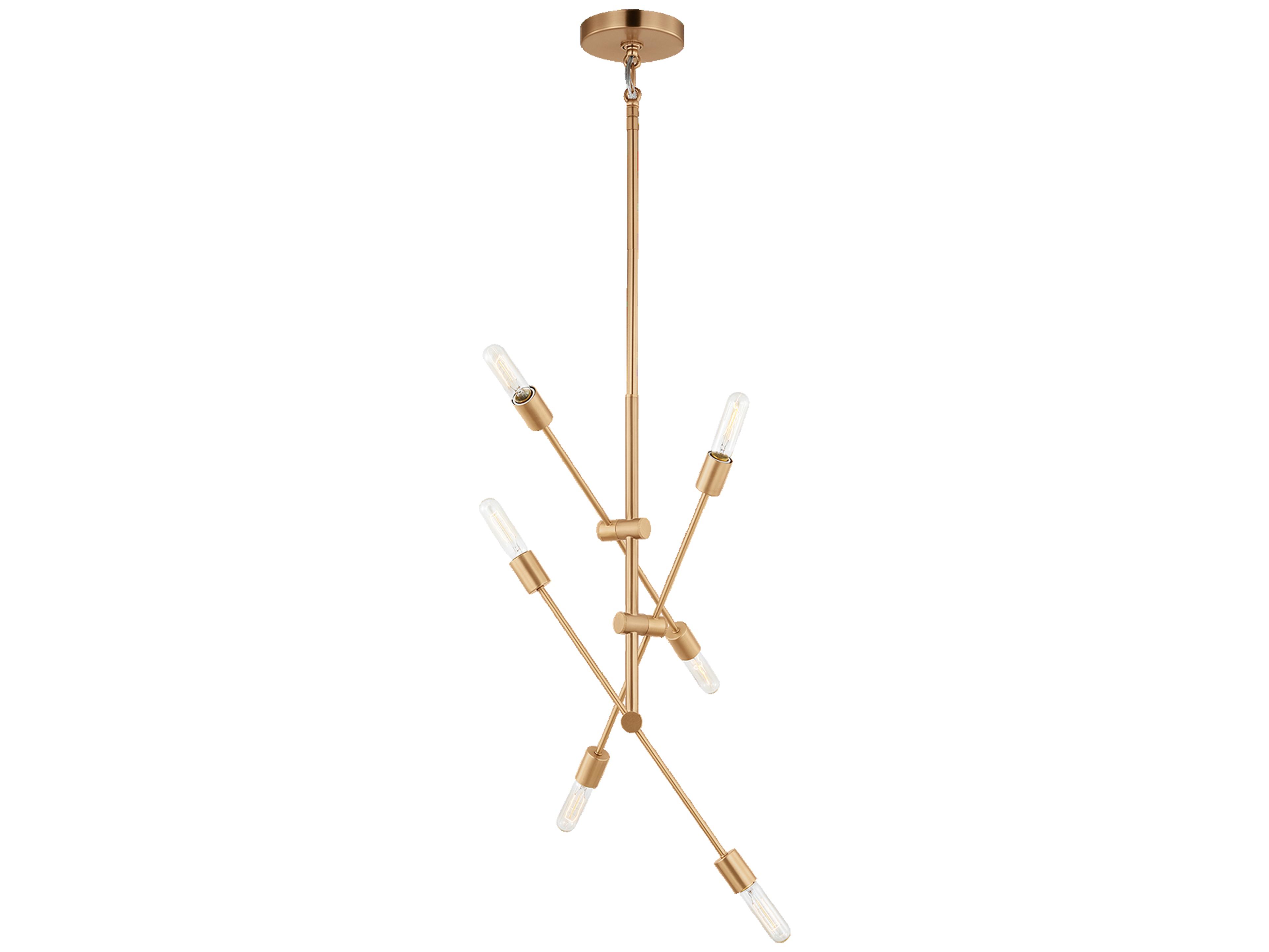Axis Six Light Chandelier in Satin Brass