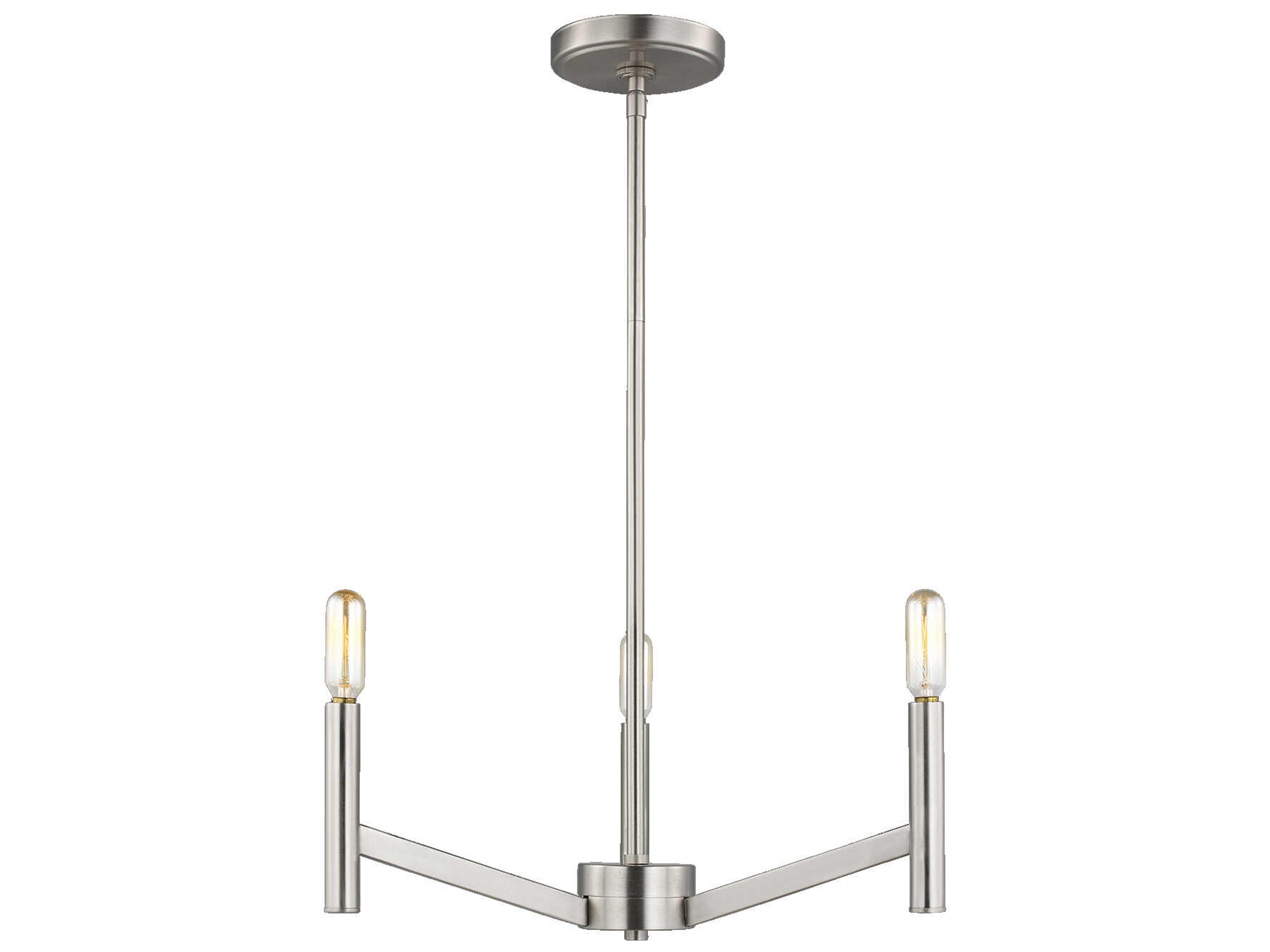 Vector Three Light Chandelier Modern Brushed Nickel