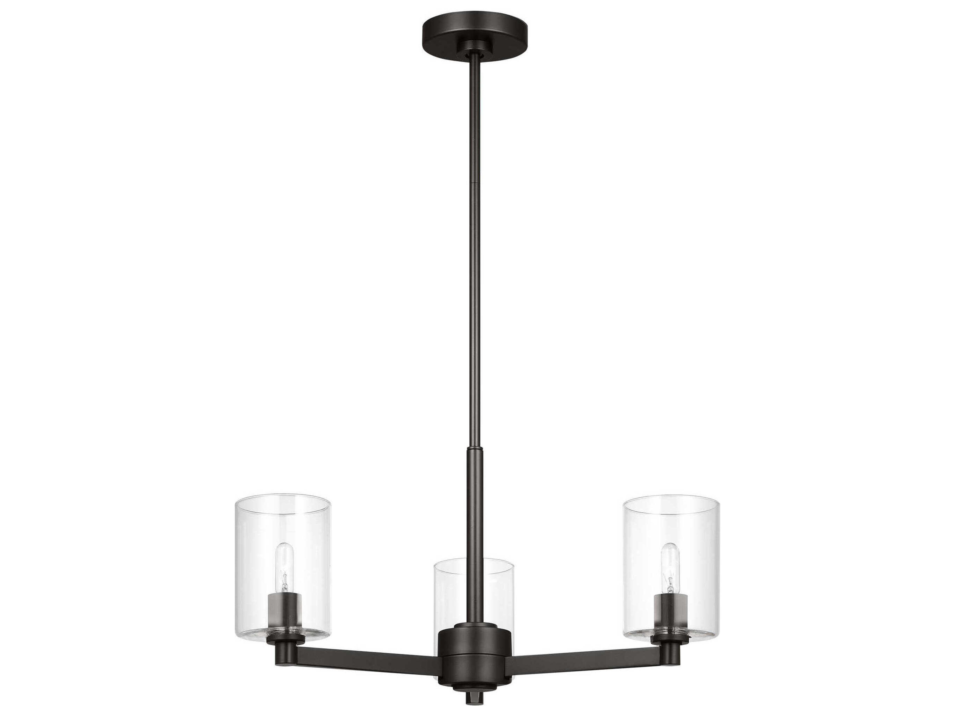 Fullton 3-Light Midnight Black Candelabra Cylinder Chandelier