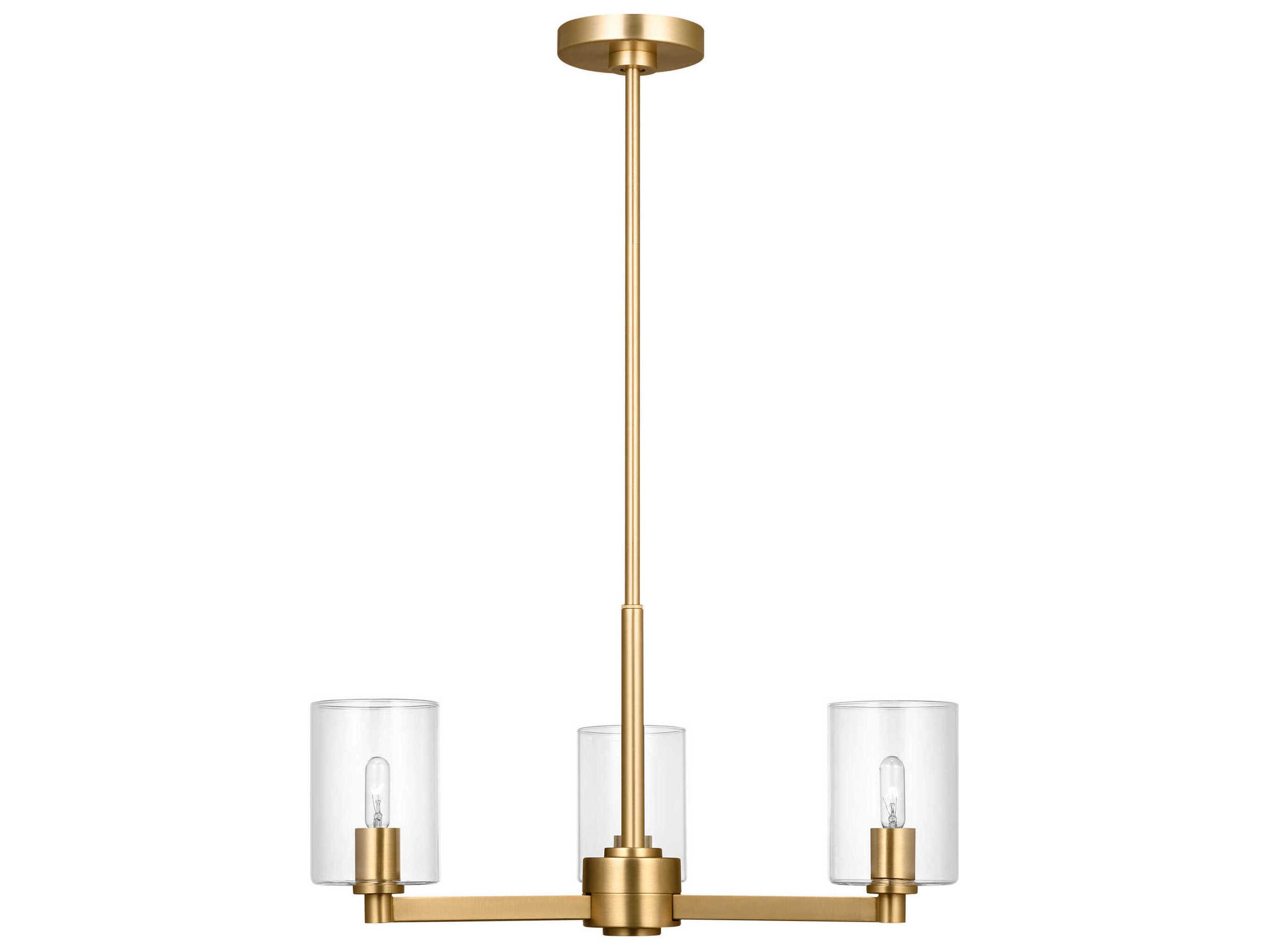 Visual Comfort Studio Fullton 3-Light Satin Brass Candelabra Cylinder Chandelier