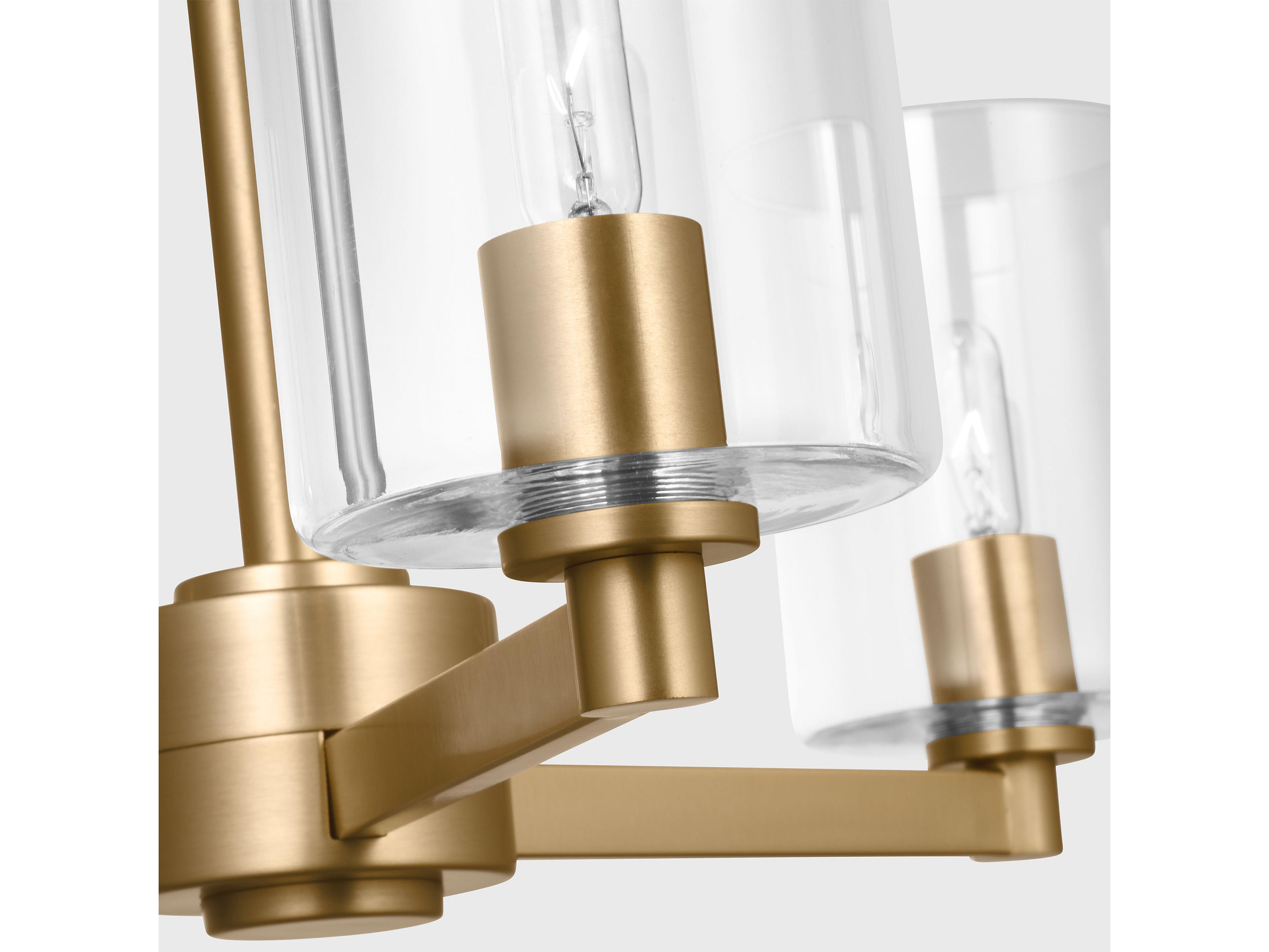 Visual Comfort Studio Fullton 3-Light Satin Brass Candelabra Cylinder Chandelier