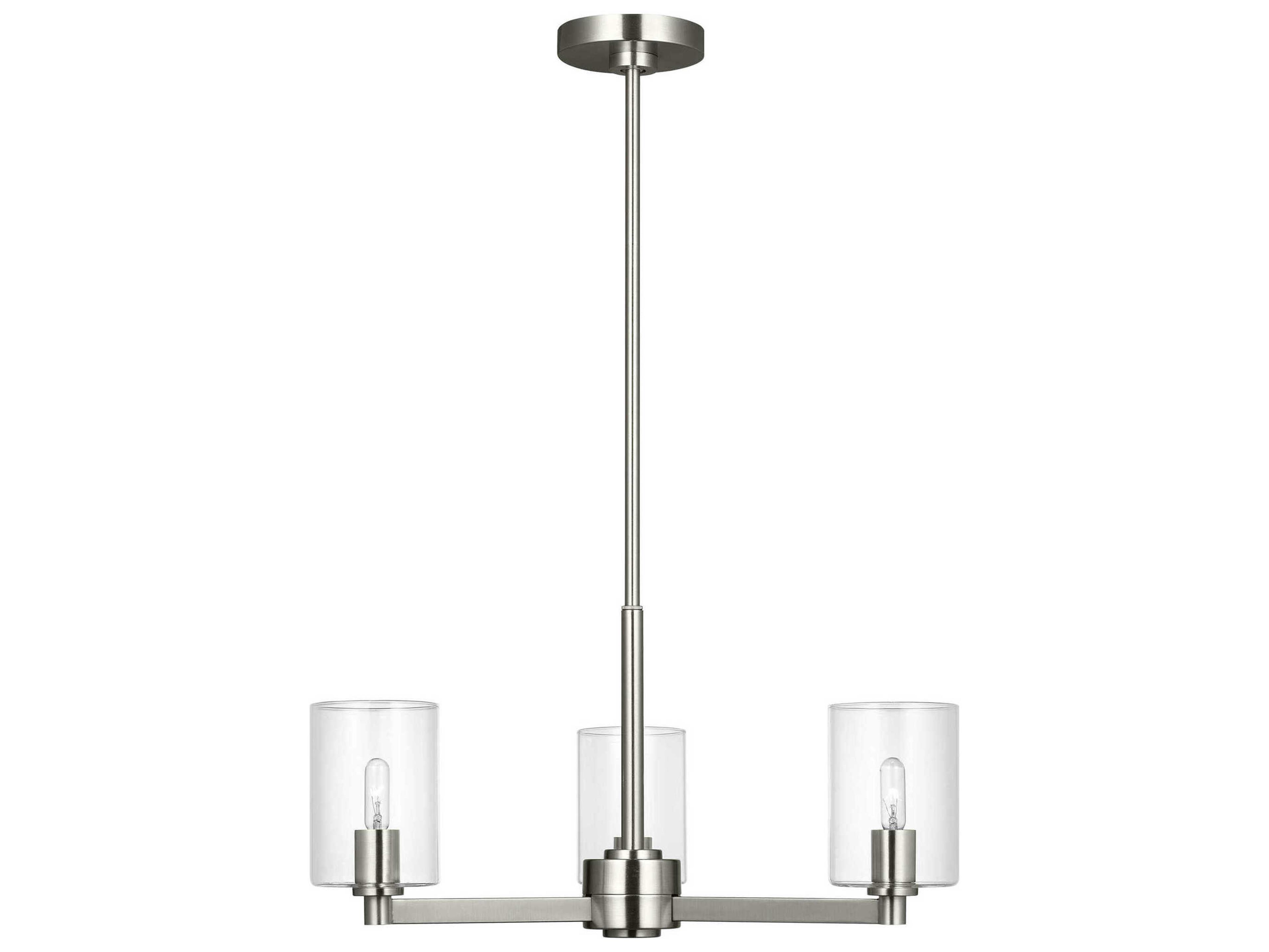 Visual Comfort Studio Fullton 3-Light Brushed Nickel Candelabra Cylinder Chandelier