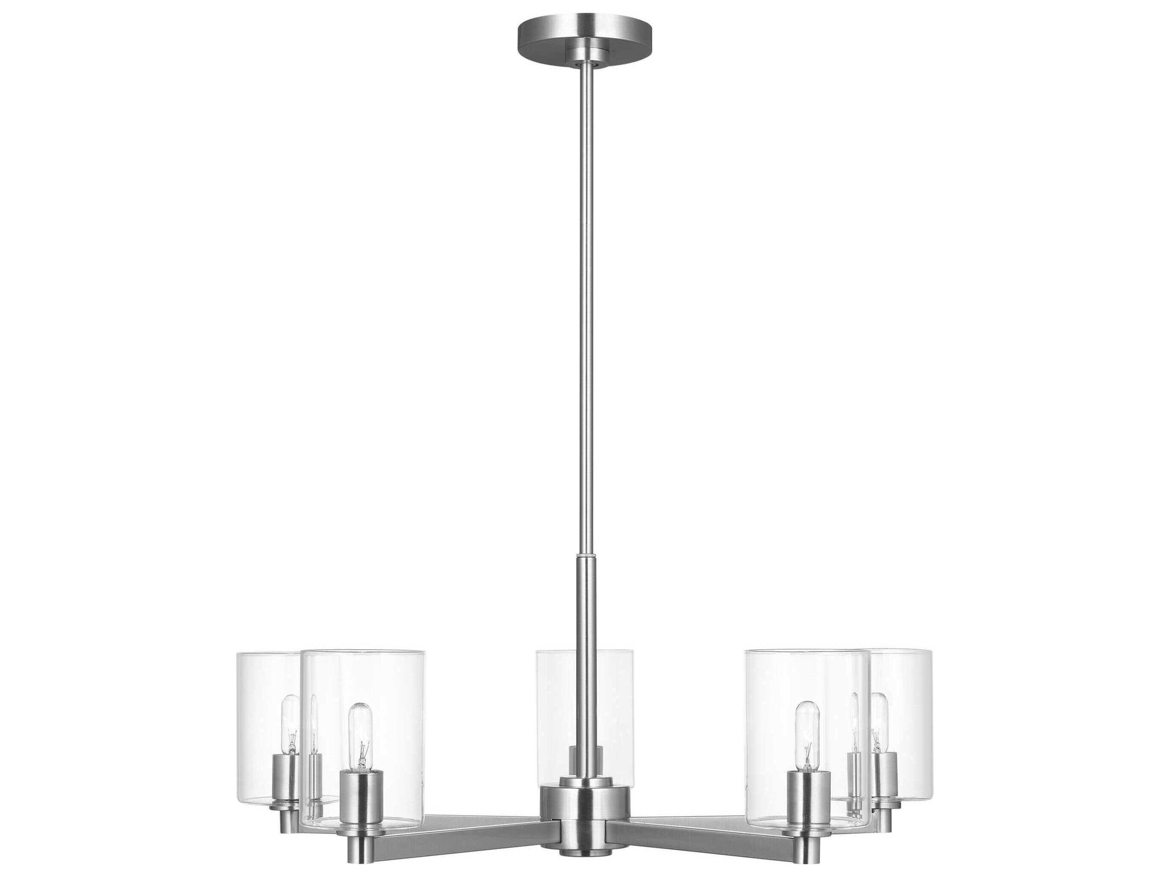 Visual Comfort Studio Fullton 5-Light Chrome Candelabra Cylinder Chandelier