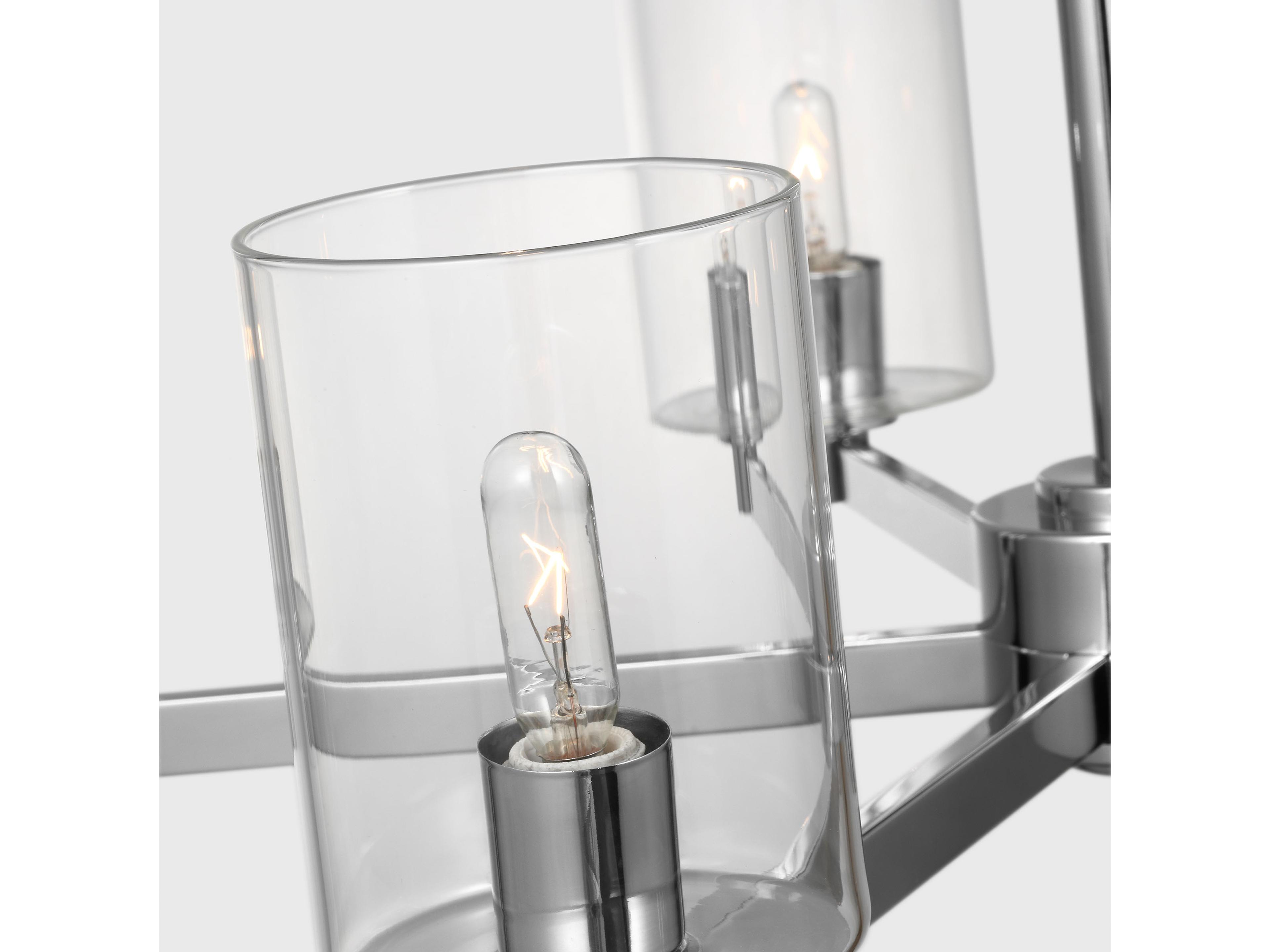 Visual Comfort Studio Fullton 5-Light Chrome Candelabra Cylinder Chandelier