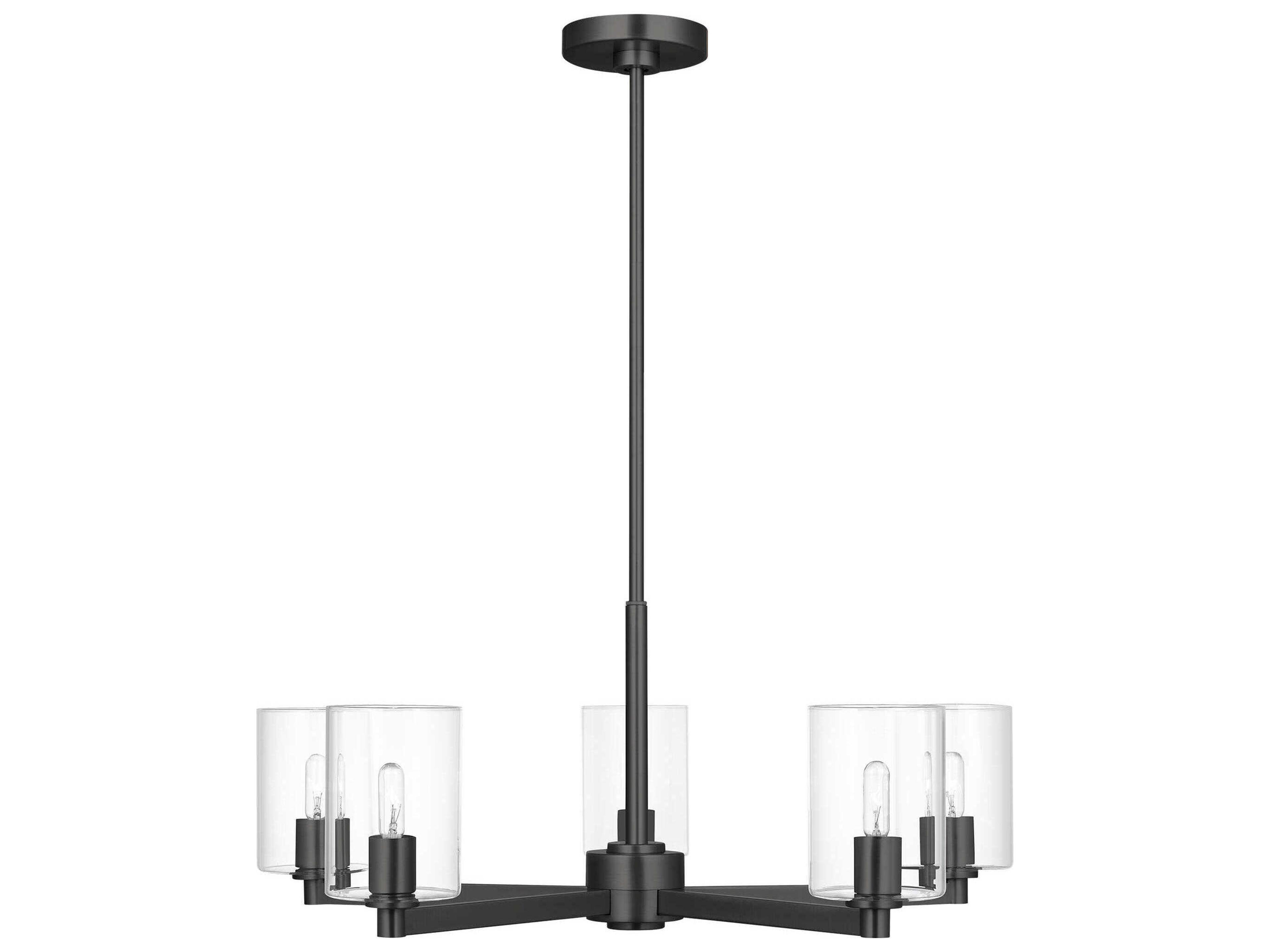 Visual Comfort Studio Fullton 5-Light Midnight Black Candelabra Cylinder Chandelier