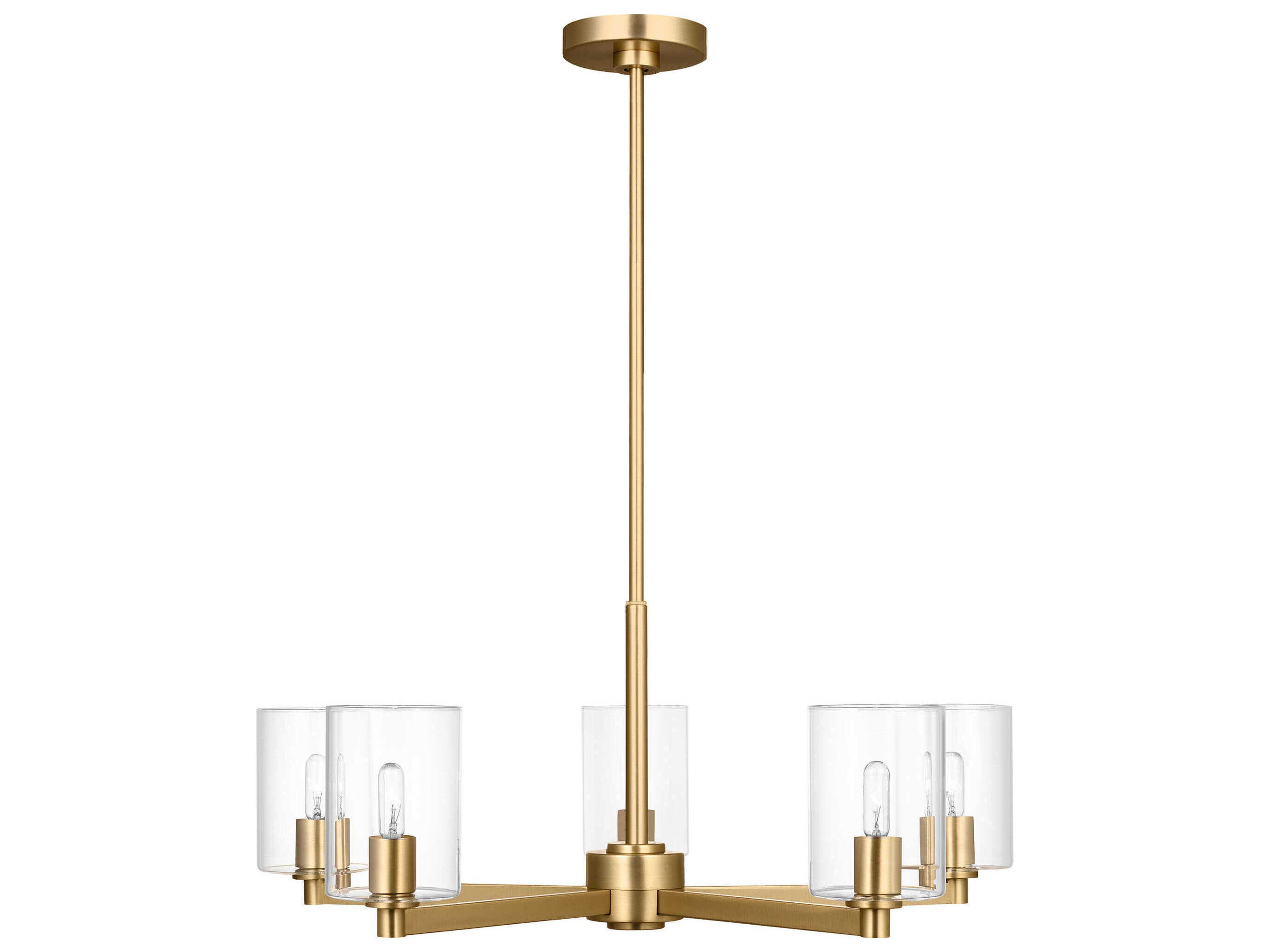 Visual Comfort Studio Fullton 5-Light Satin Brass Candelabra Cylinder Chandelier