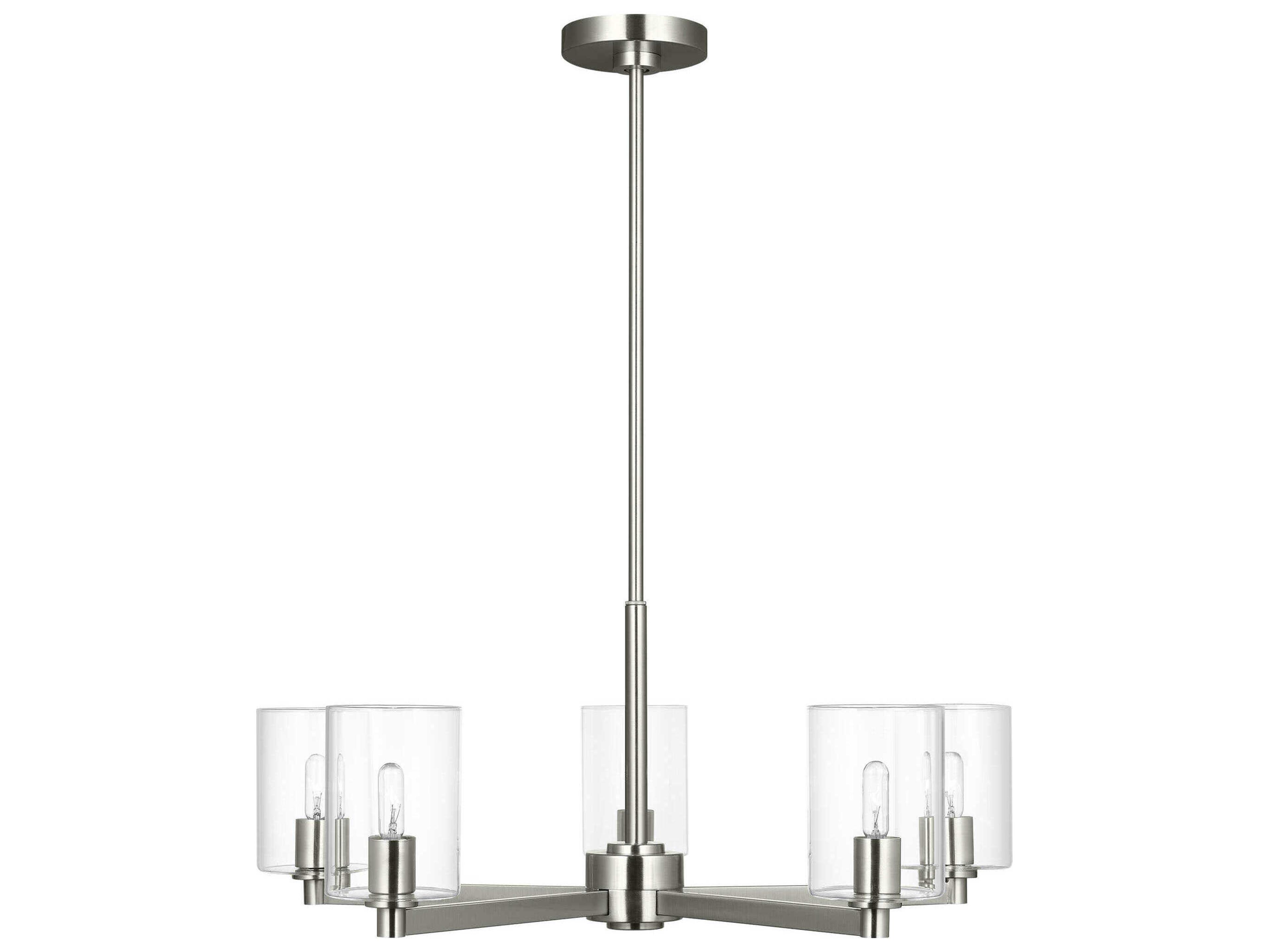 Visual Comfort Studio Fullton 5-Light Brushed Nickel Candelabra Cylinder Chandelier