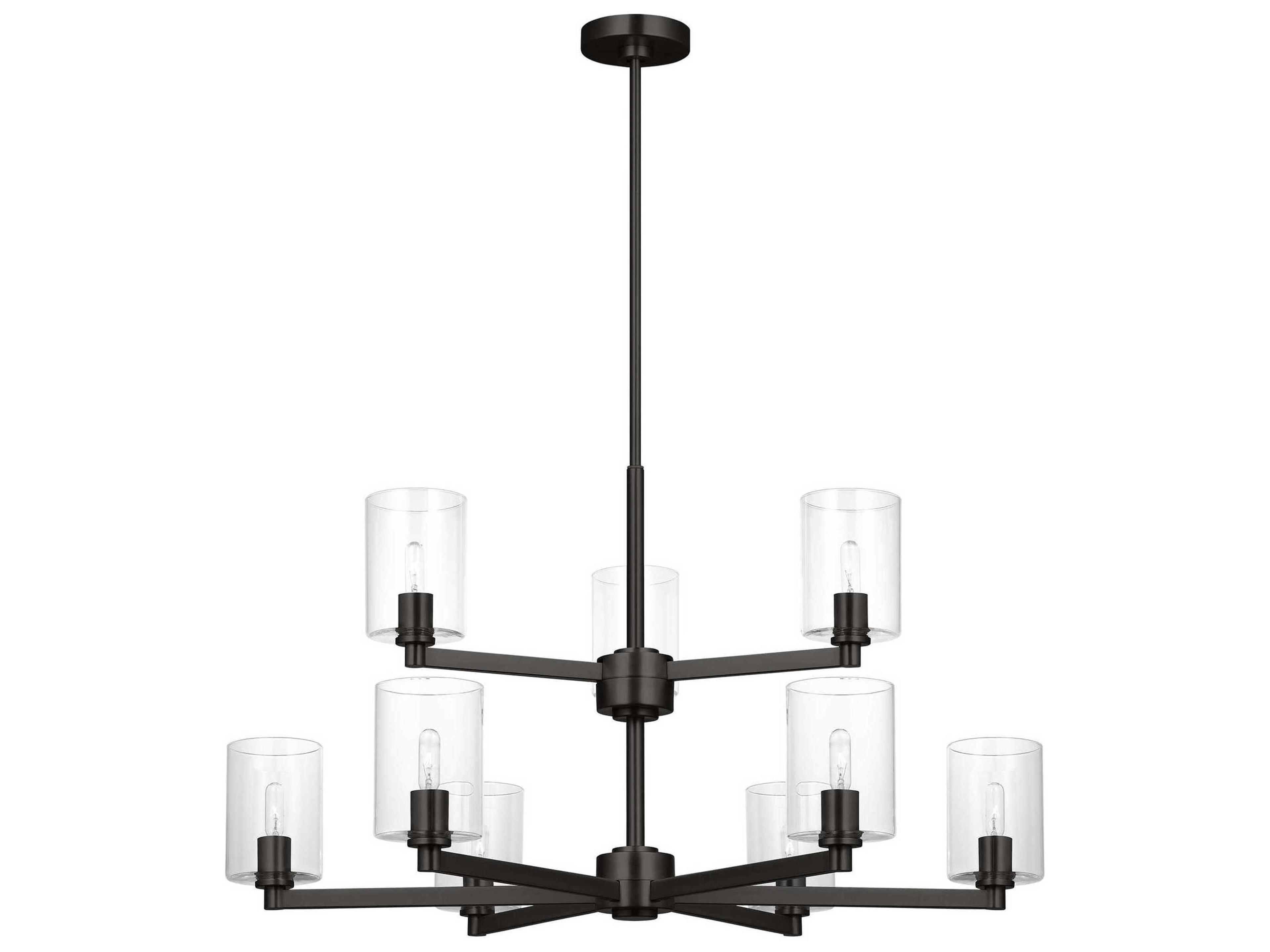 Visual Comfort Studio Fullton 9-Light Midnight Black Candelabra Cylinder Chandelier