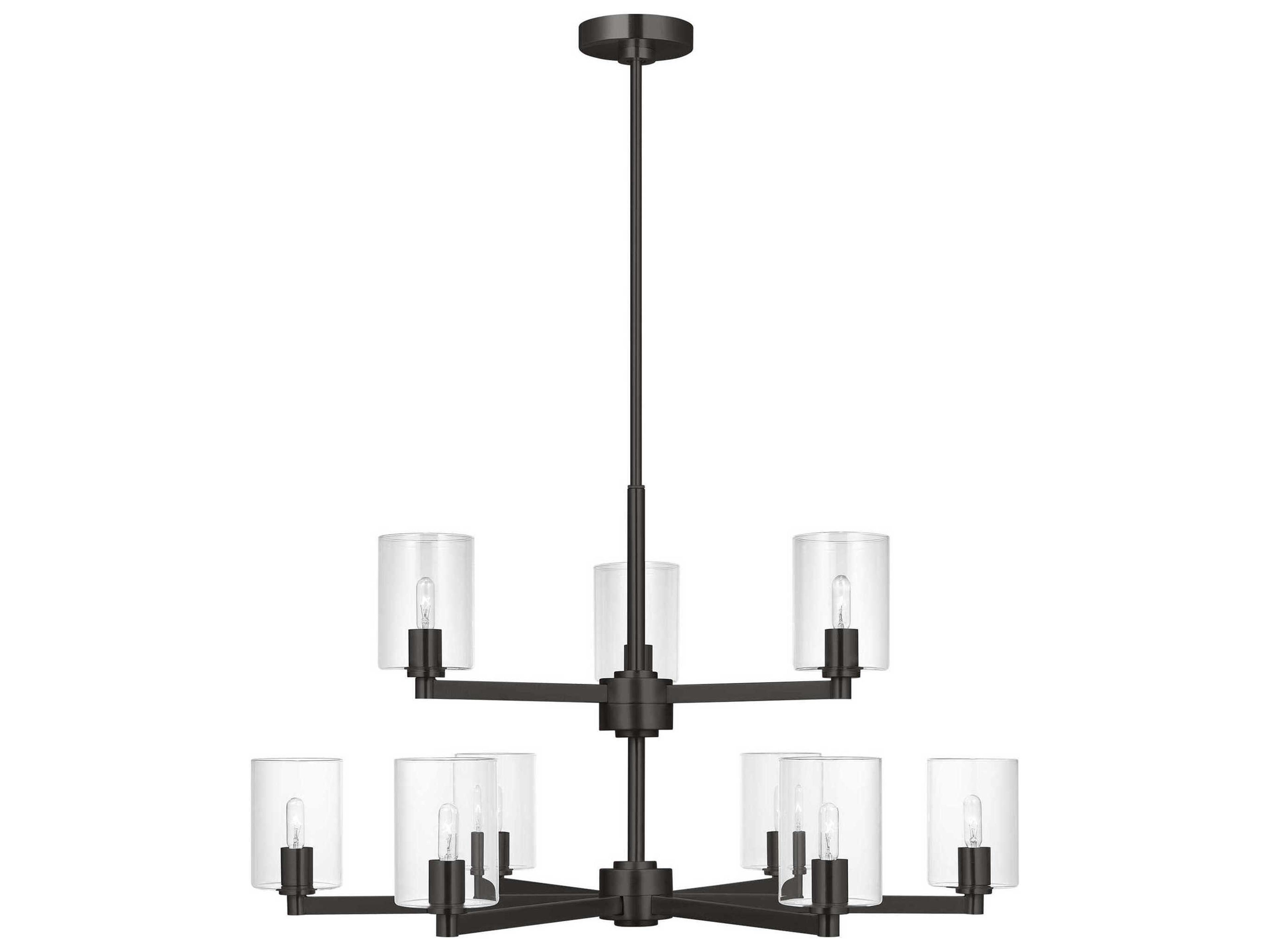 Visual Comfort Studio Fullton 9-Light Midnight Black Candelabra Cylinder Chandelier