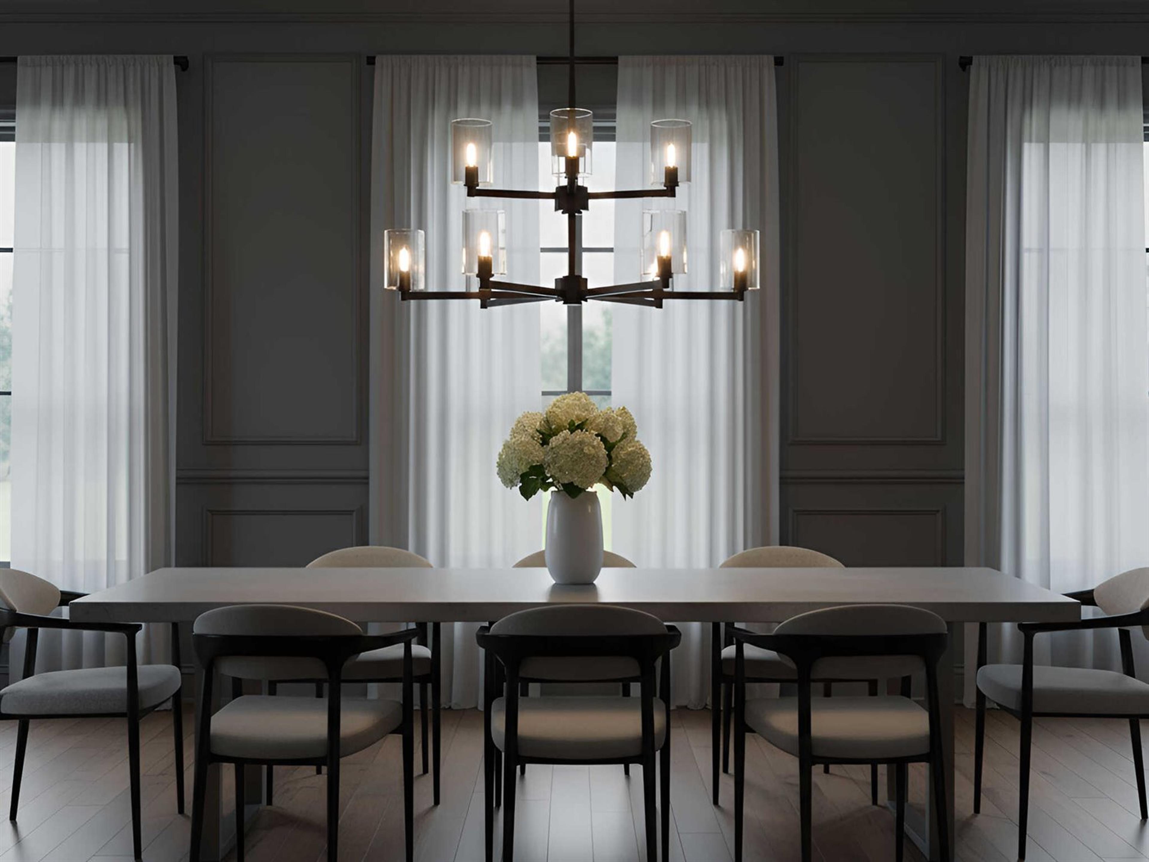 Visual Comfort Studio Fullton 9-Light Midnight Black Candelabra Cylinder Chandelier