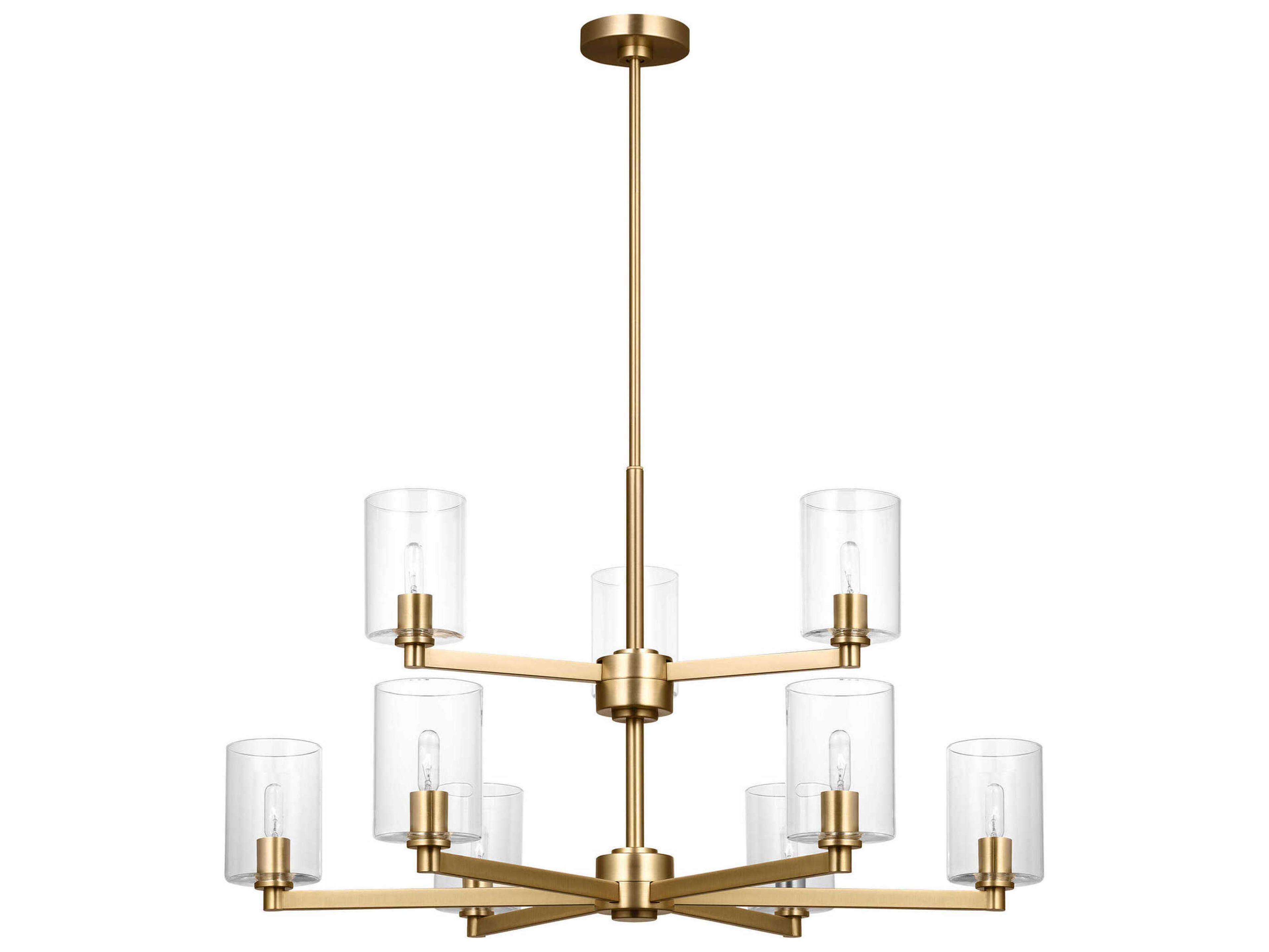 Fullton Nine Light Chandelier in Satin Brass Modern Fixture