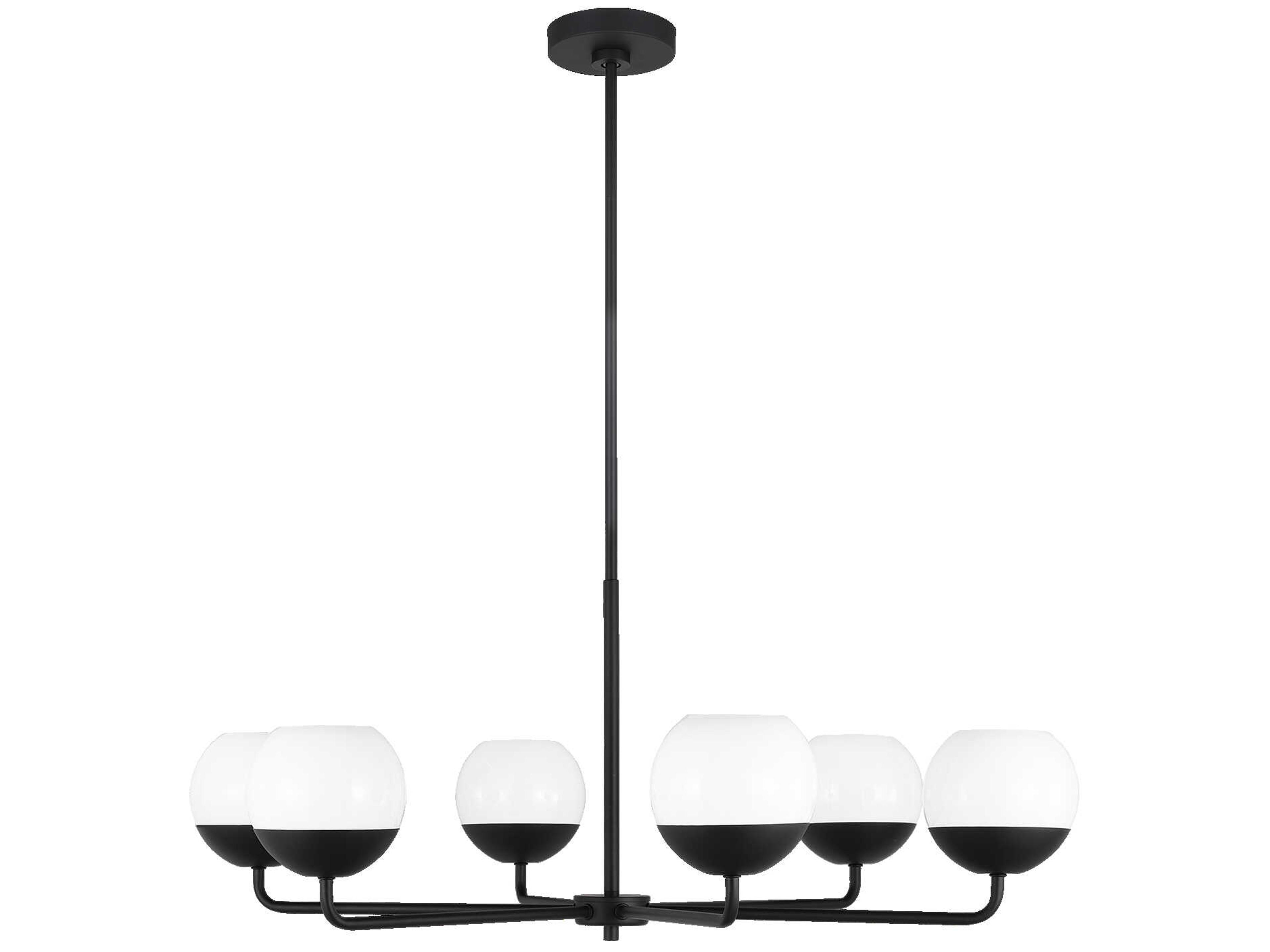 Alvin Six Light Chandelier in Midnight Black