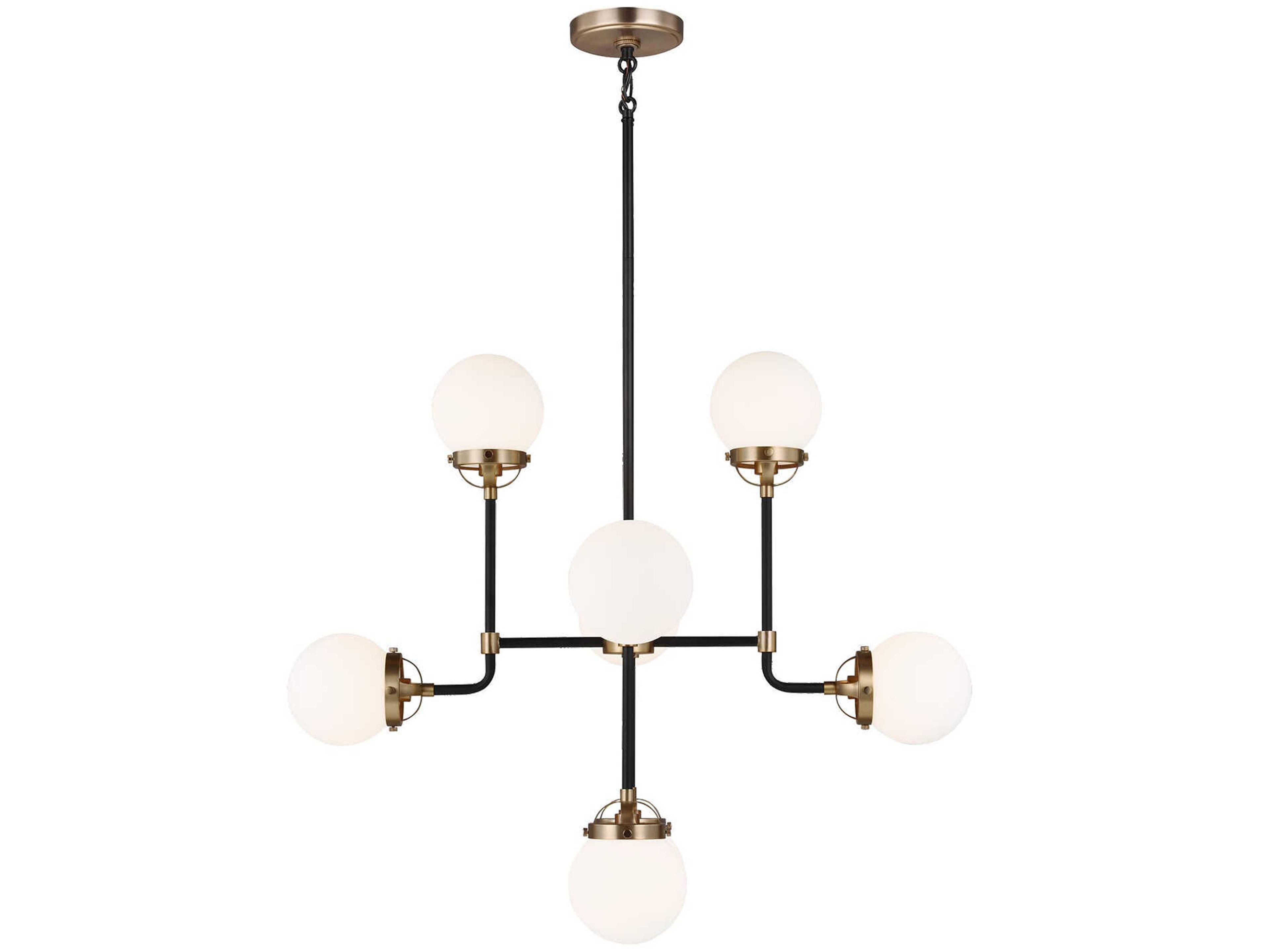 Cafe 8 Light Chandelier in Satin Brass