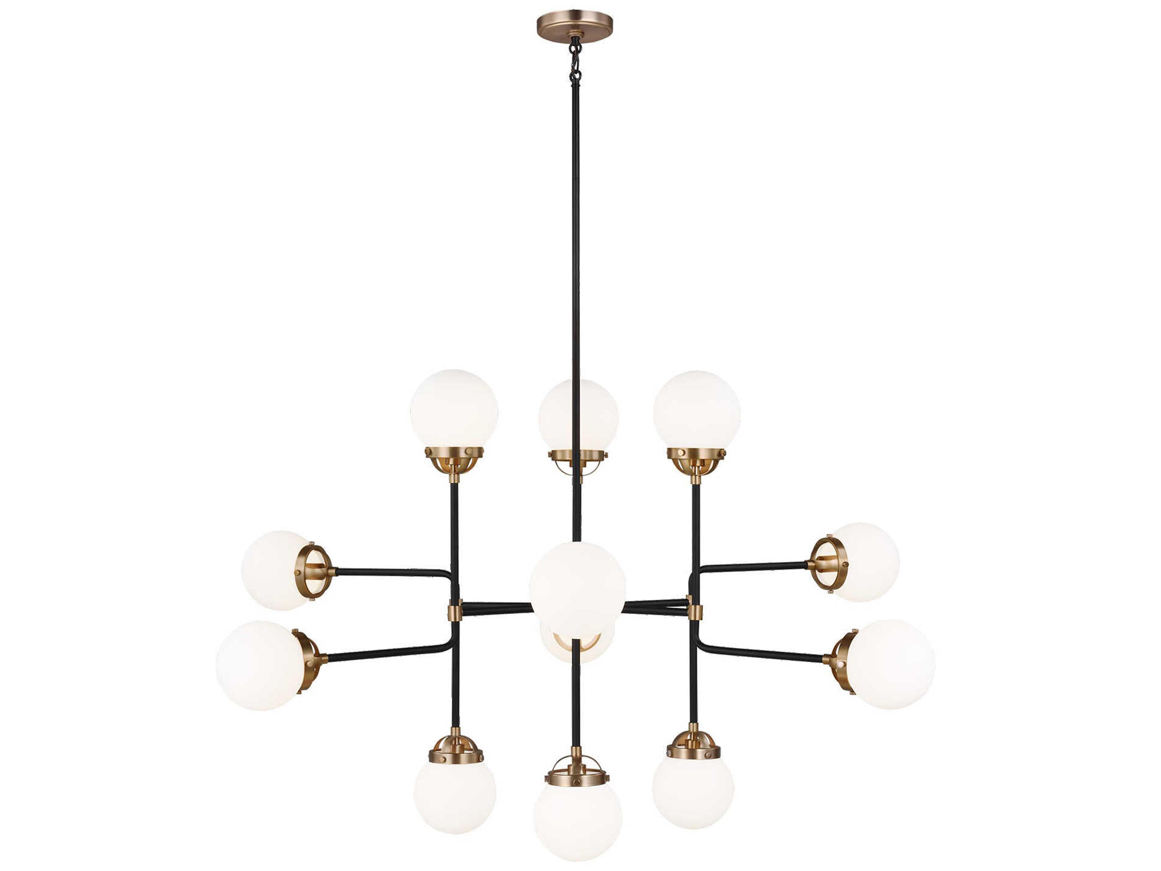 Cafe Twelve Light Chandelier in Satin Brass