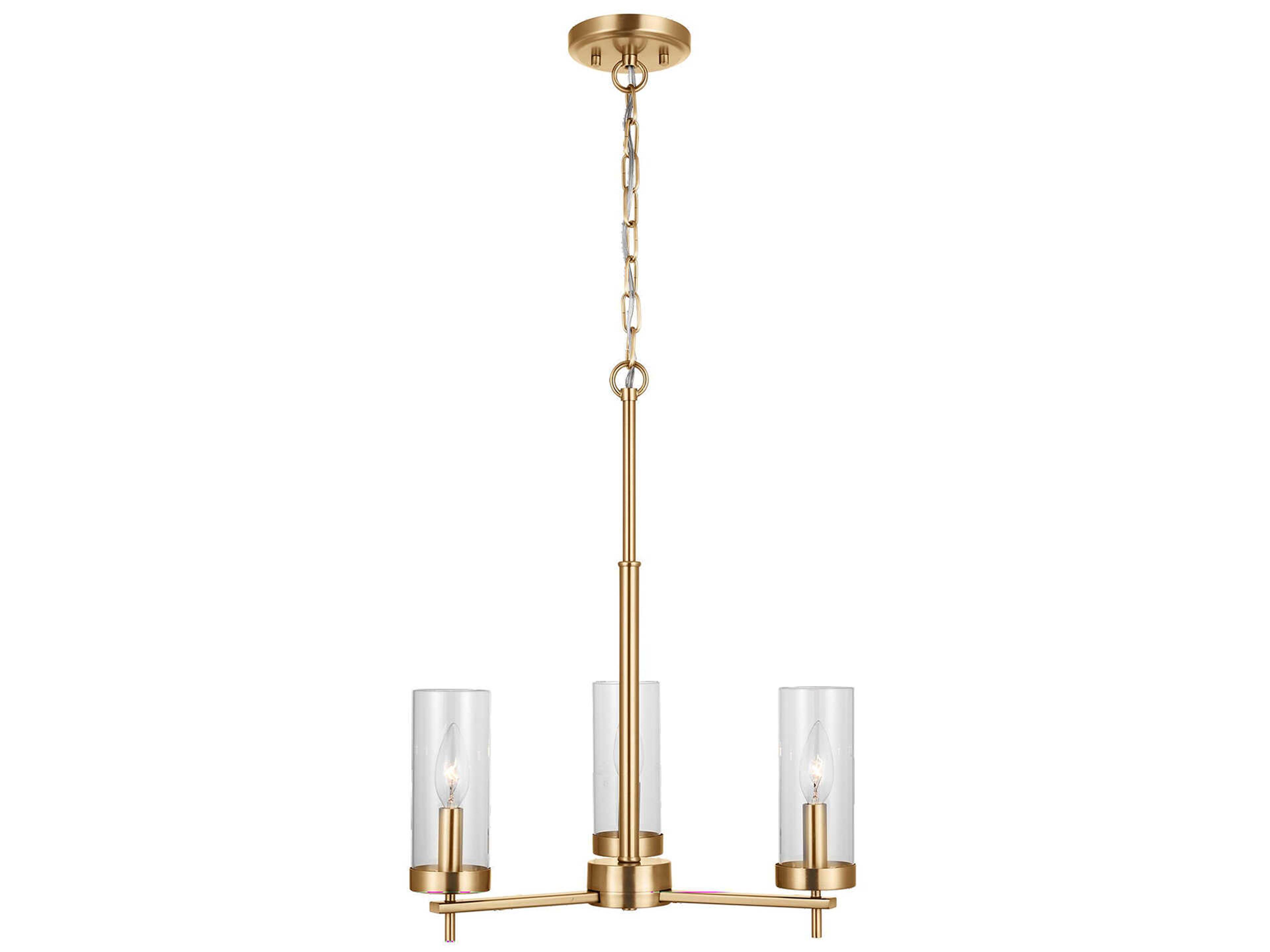 Zire Three Light Chandelier in Satin Brass