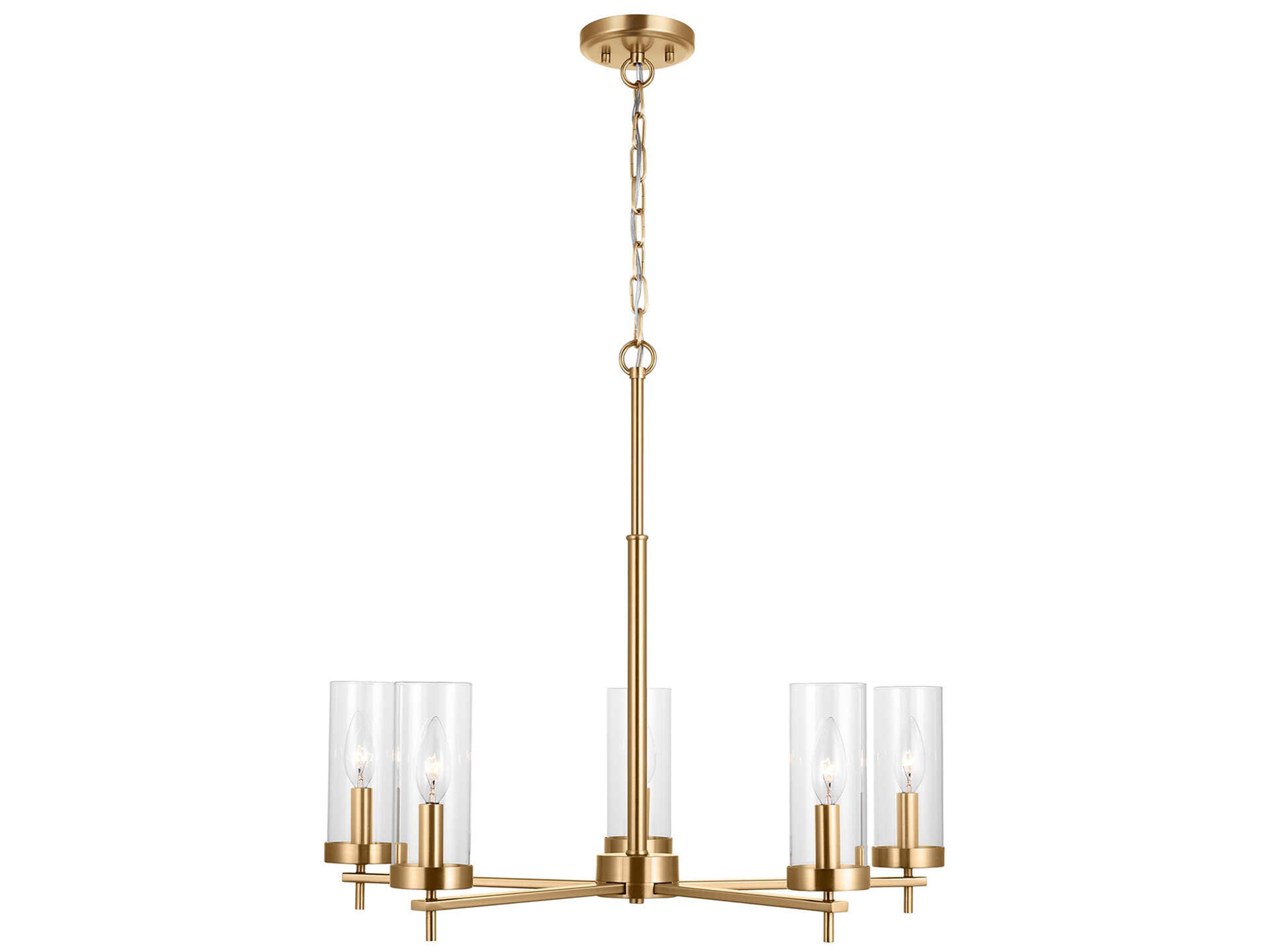 Zire Five Light Chandelier in Satin Brass
