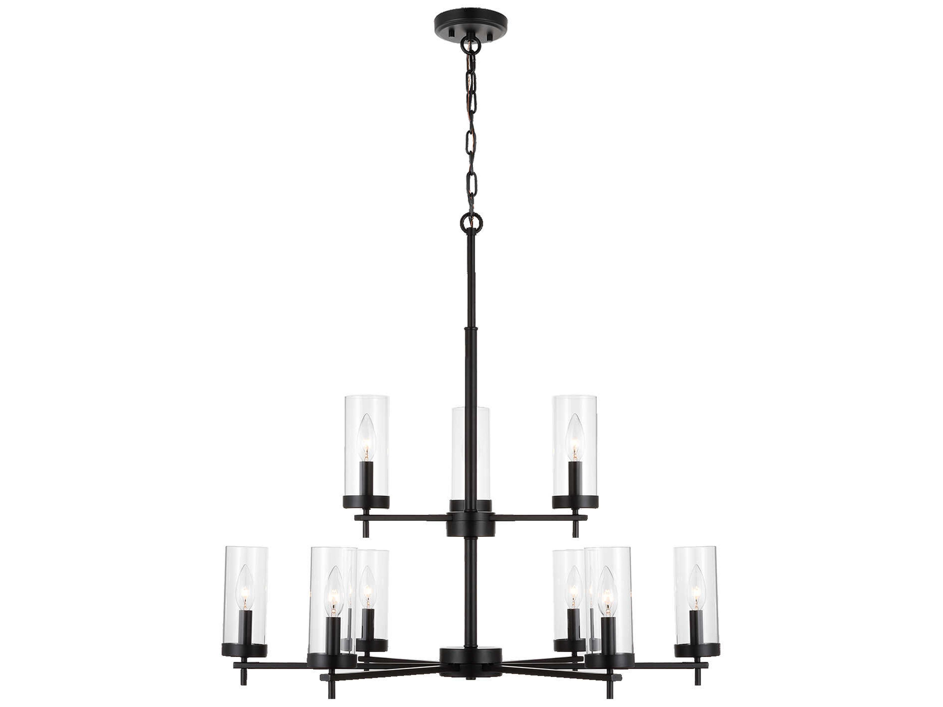 Zire 9 Light Chandelier in Midnight Black