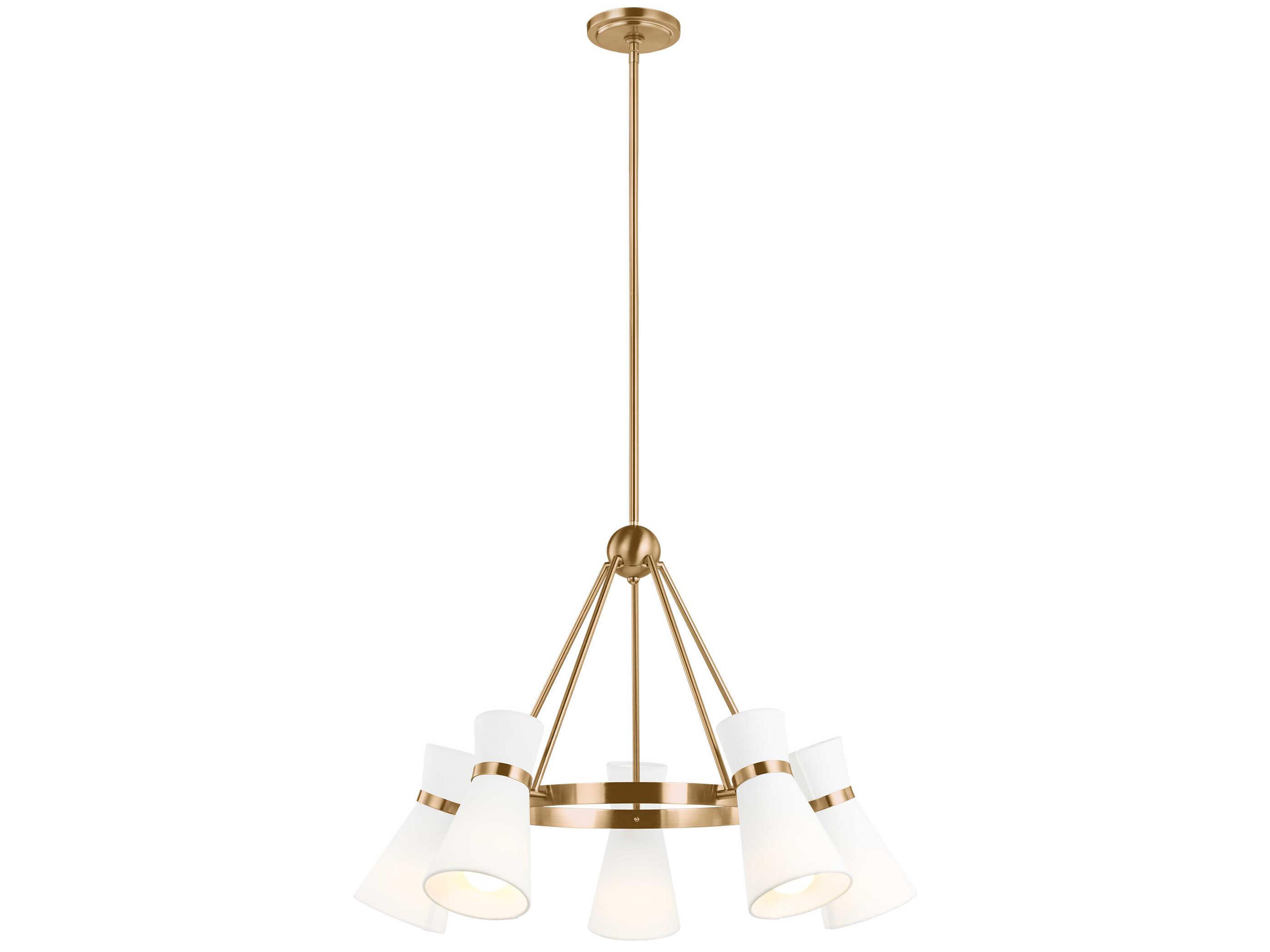 Clark Five Light Chandelier in Satin Brass