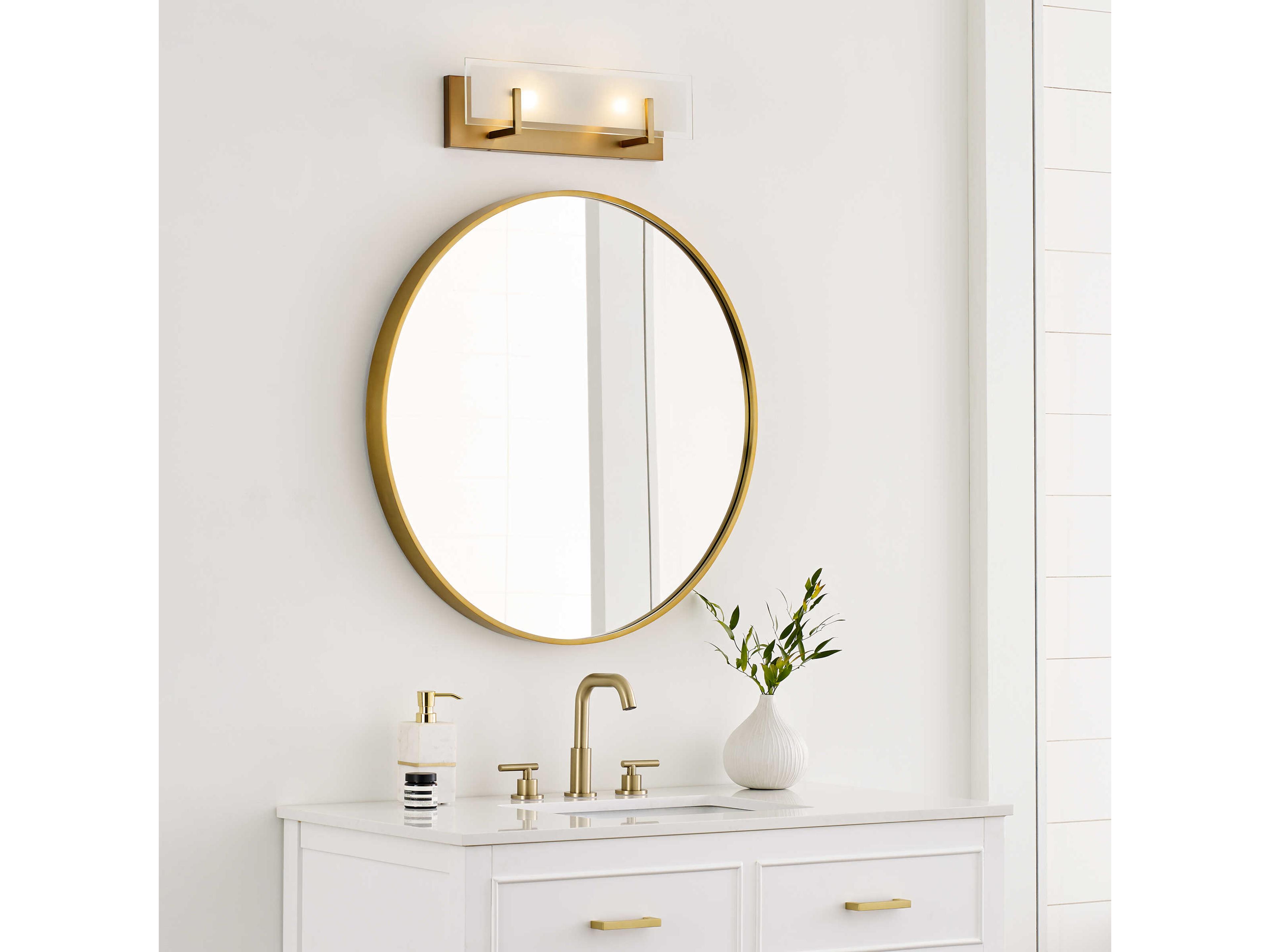 Visual Comfort Studio Syll 2-Light Satin Brass Vanity Light
