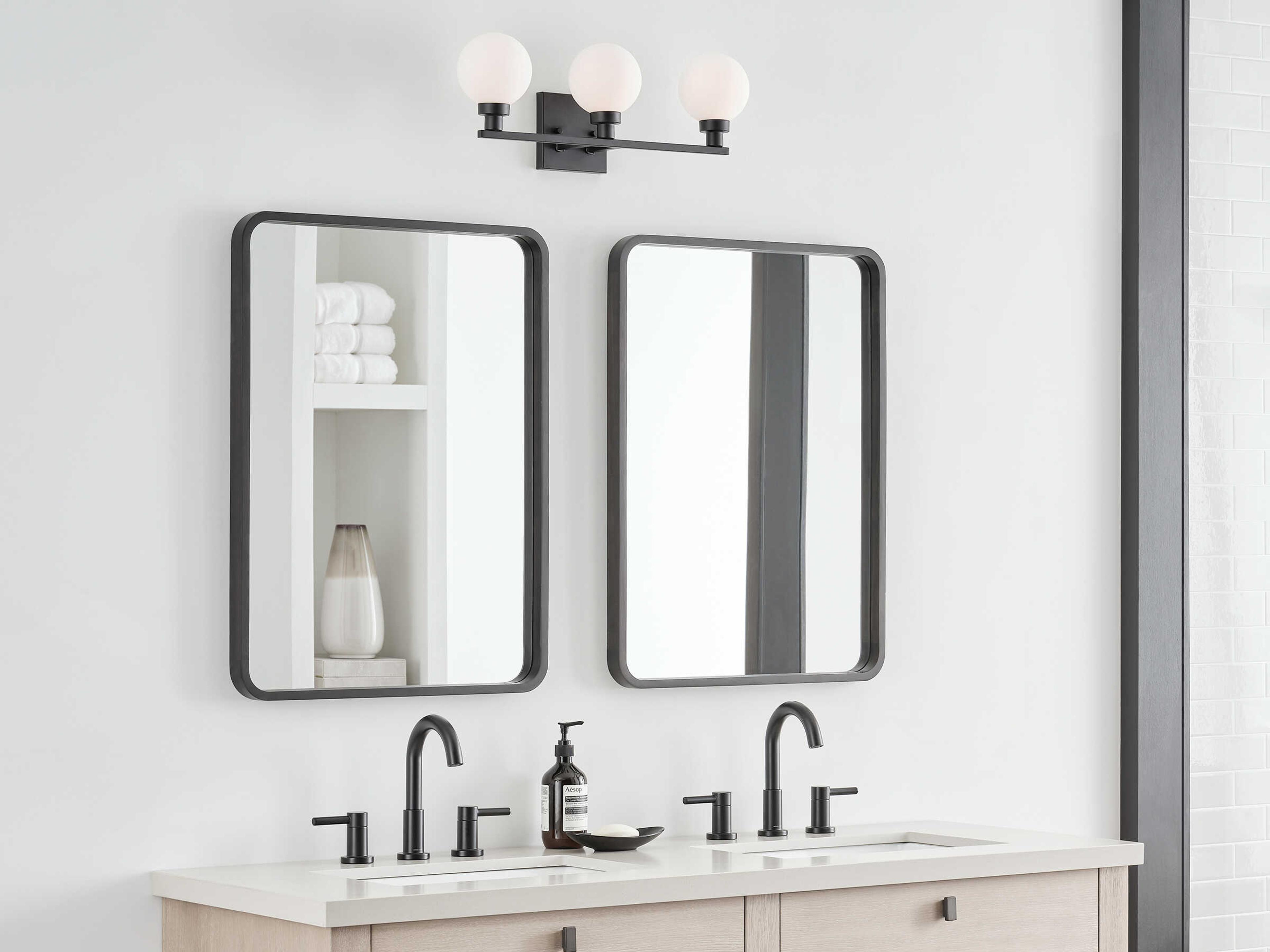 Visual Comfort Studio Clybourn 3-Light Midnight Black Vanity Light
