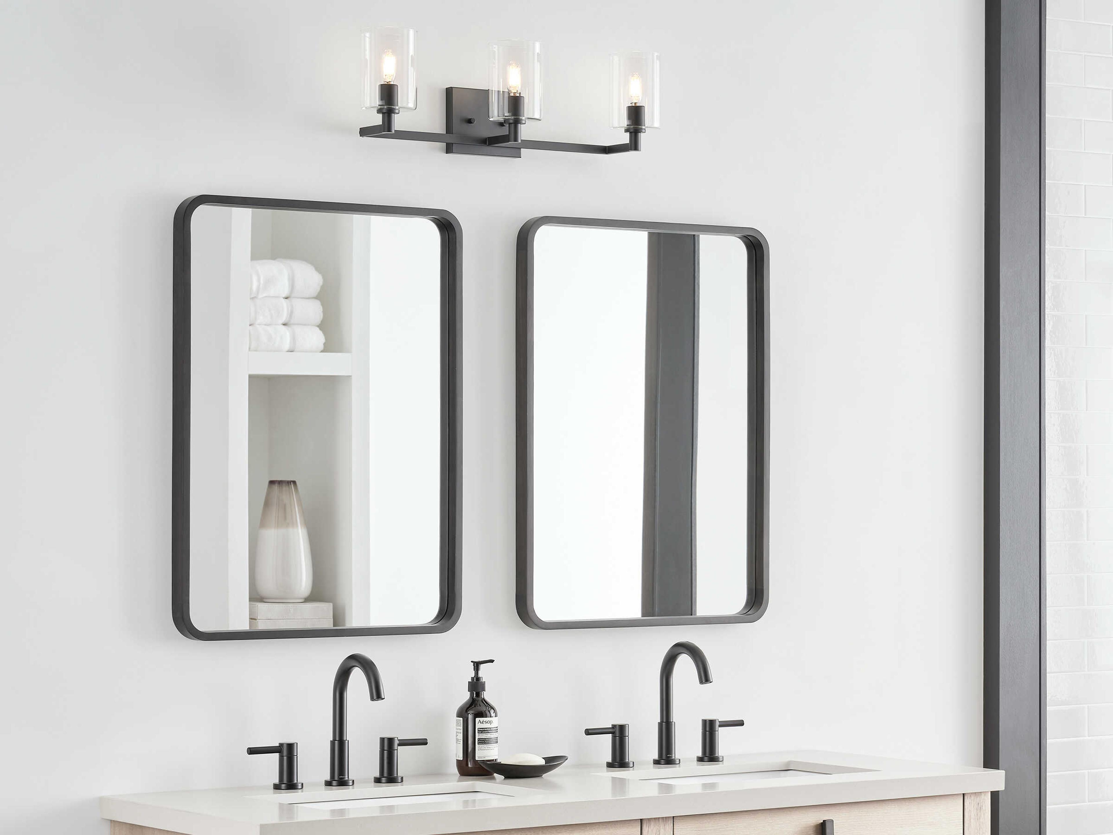 Visual Comfort Studio Fullton 3-Light Midnight Black Vanity Light