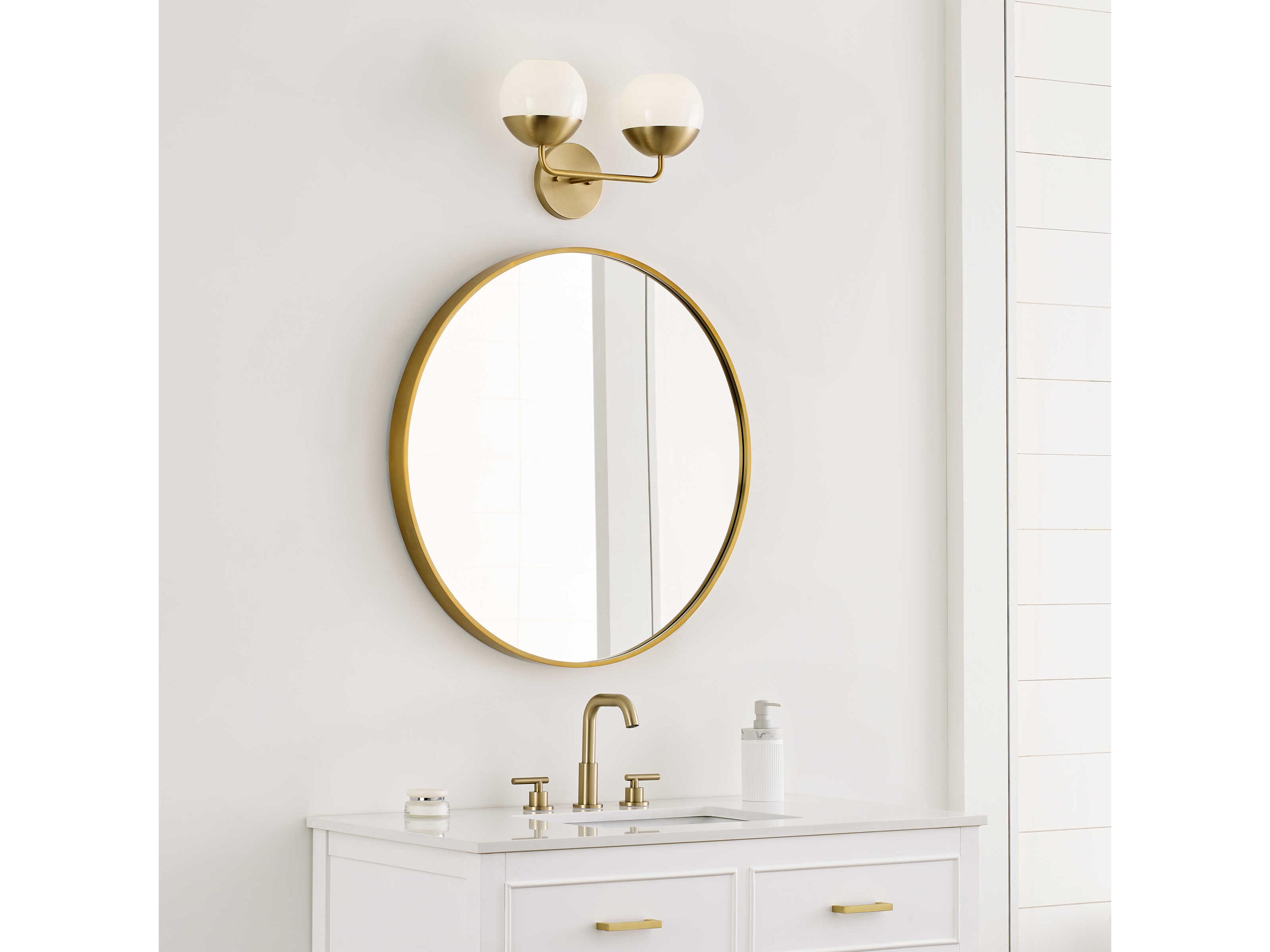 Visual Comfort Studio Alvin 2-Light Satin Brass Vanity Light