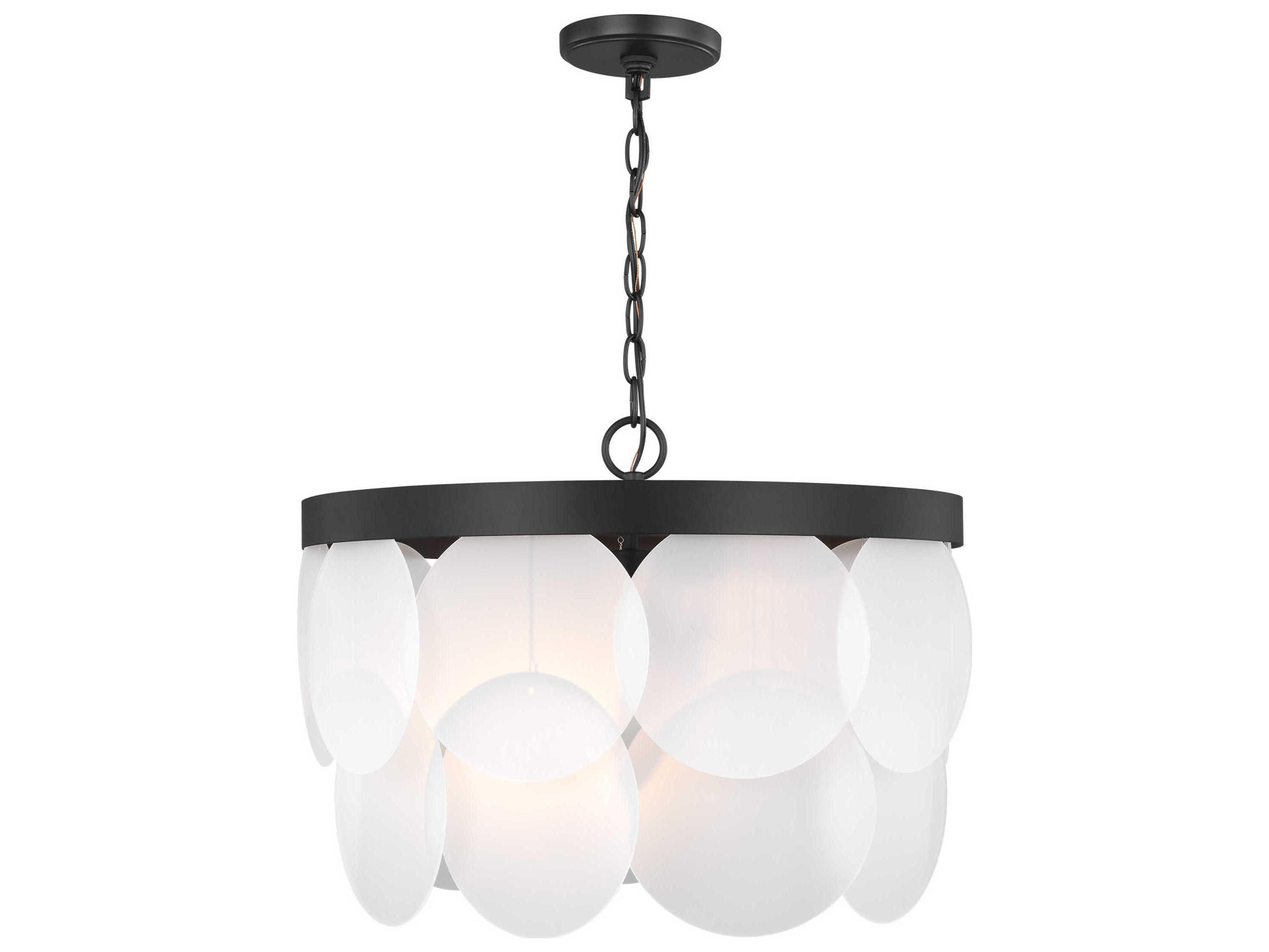 Mellita 6 Light Pendant Midnight Black Satin Etched Glass