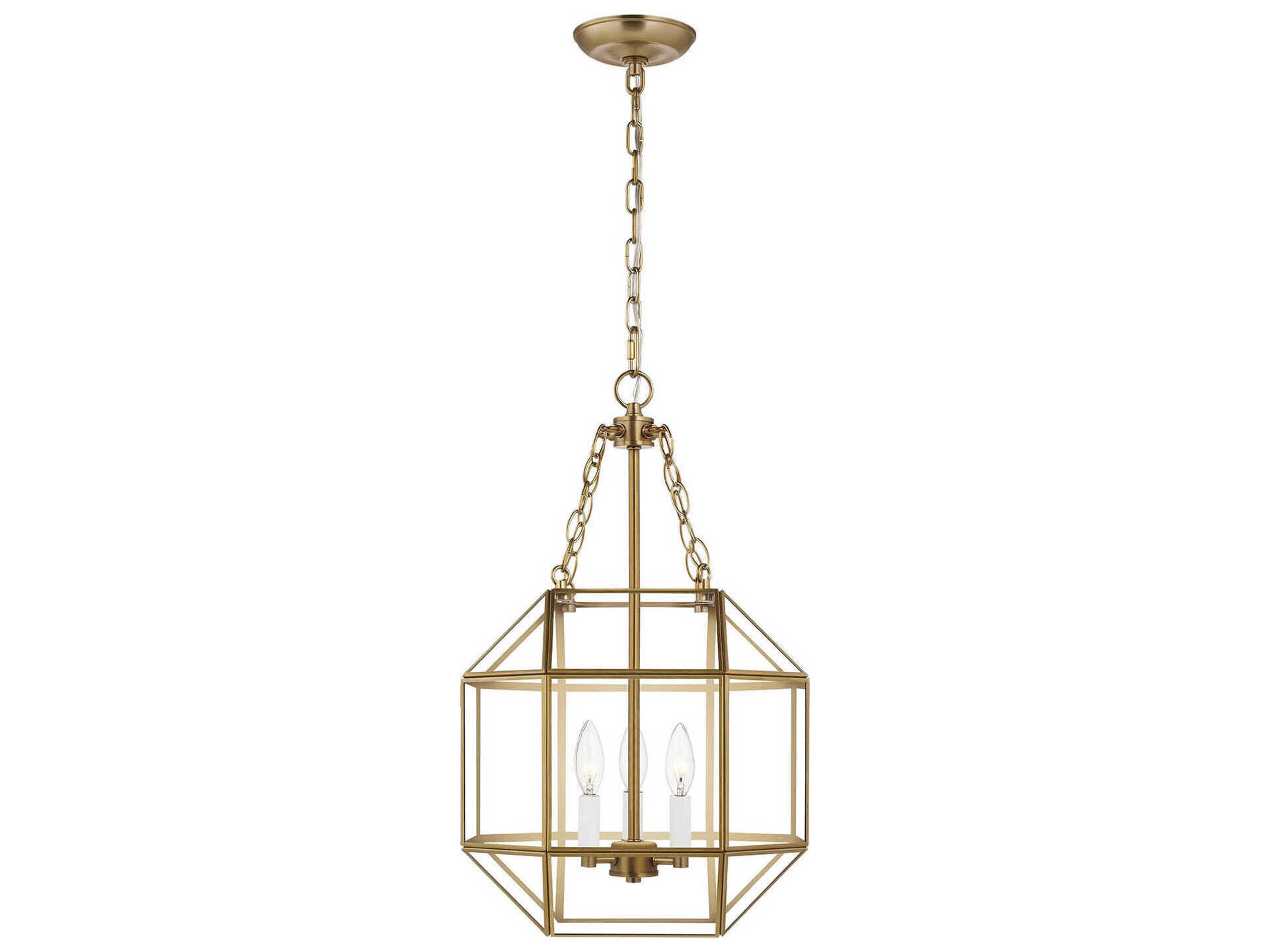 Morrison Small Lantern Pendant Satin Brass Clear Glass