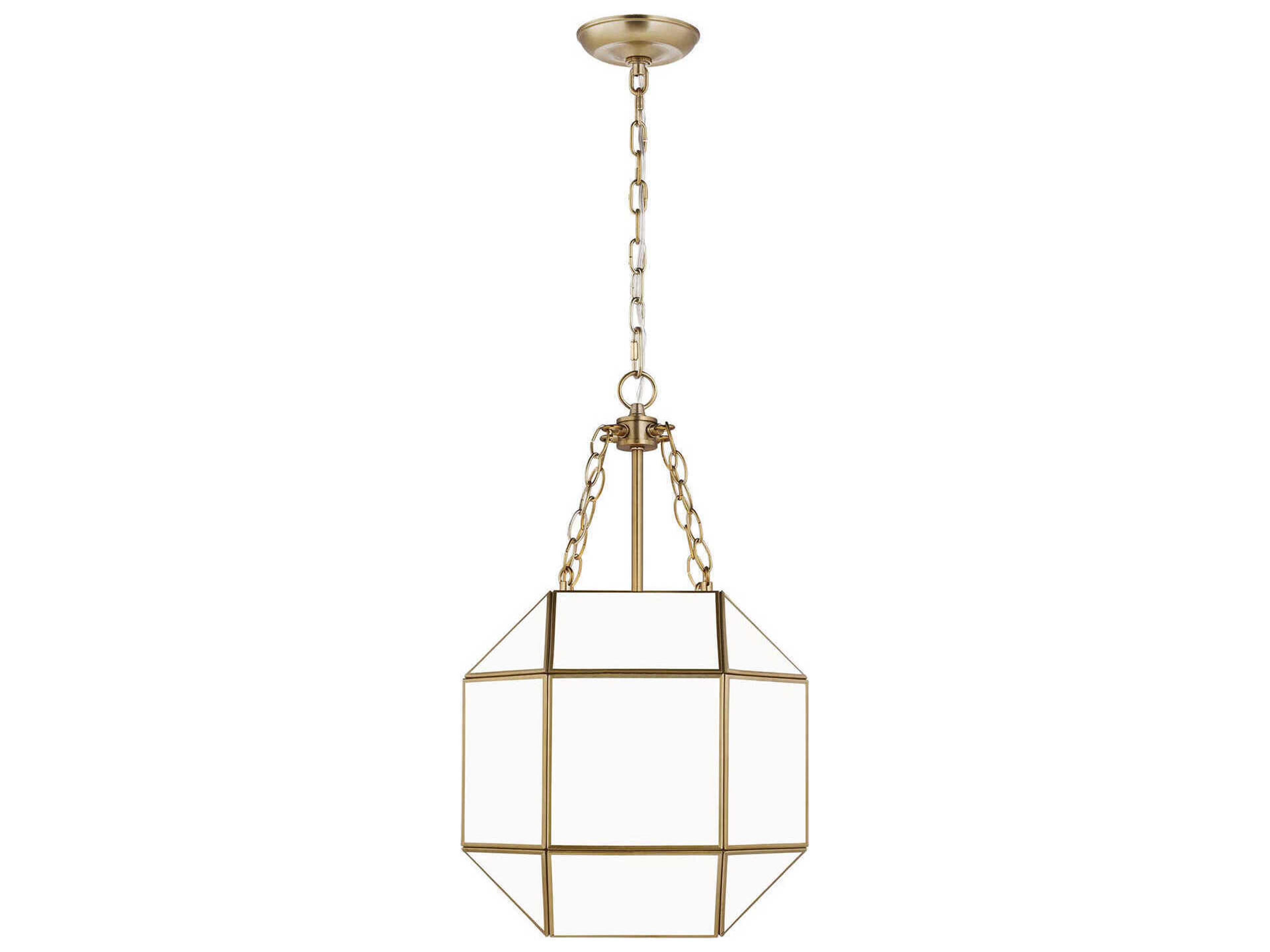 Morrison 3-Light Small Pendant Satin Brass White Glass