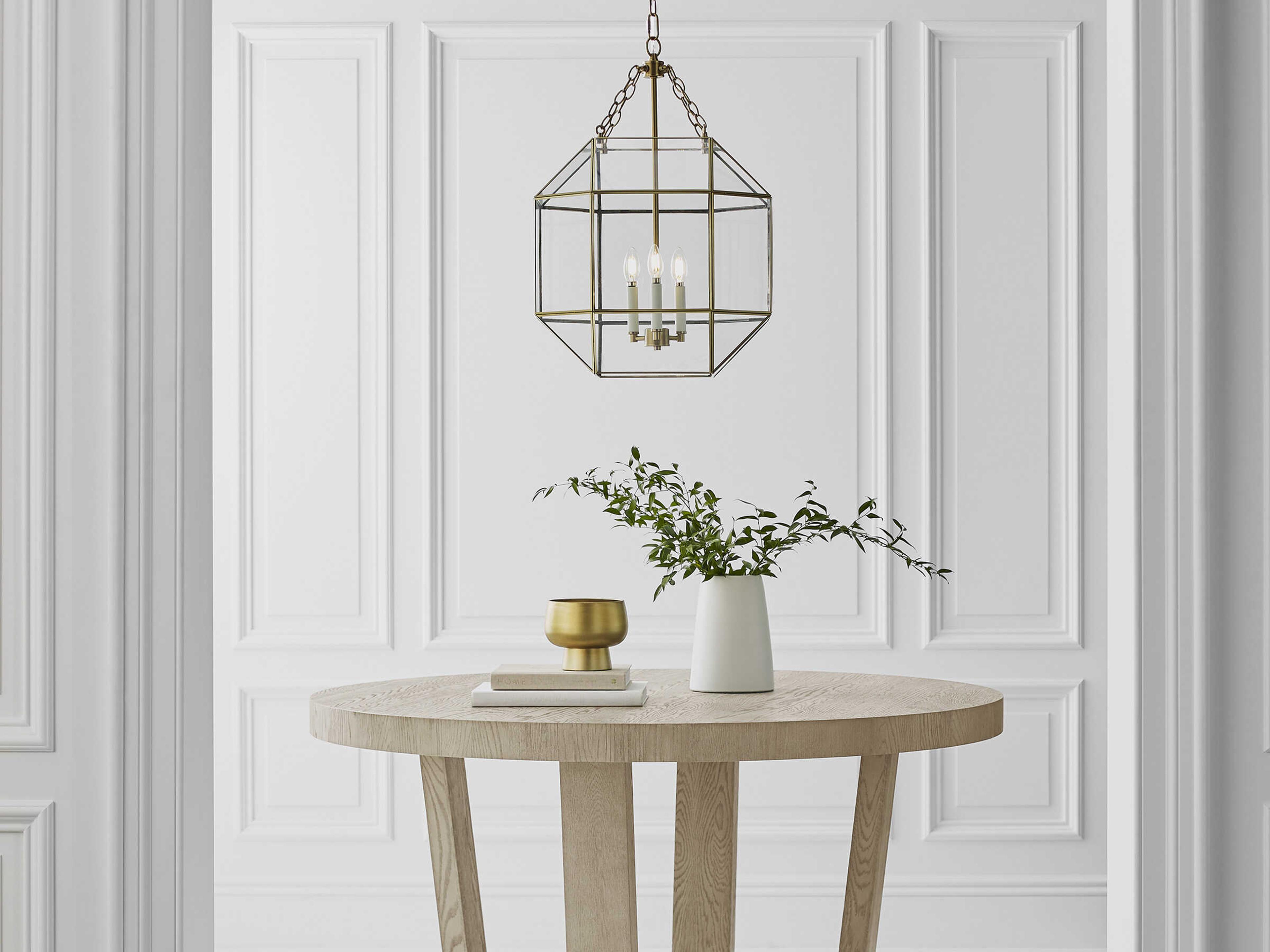 Visual Comfort Studio Morrison 3-Light Satin Brass Lantern Pendant