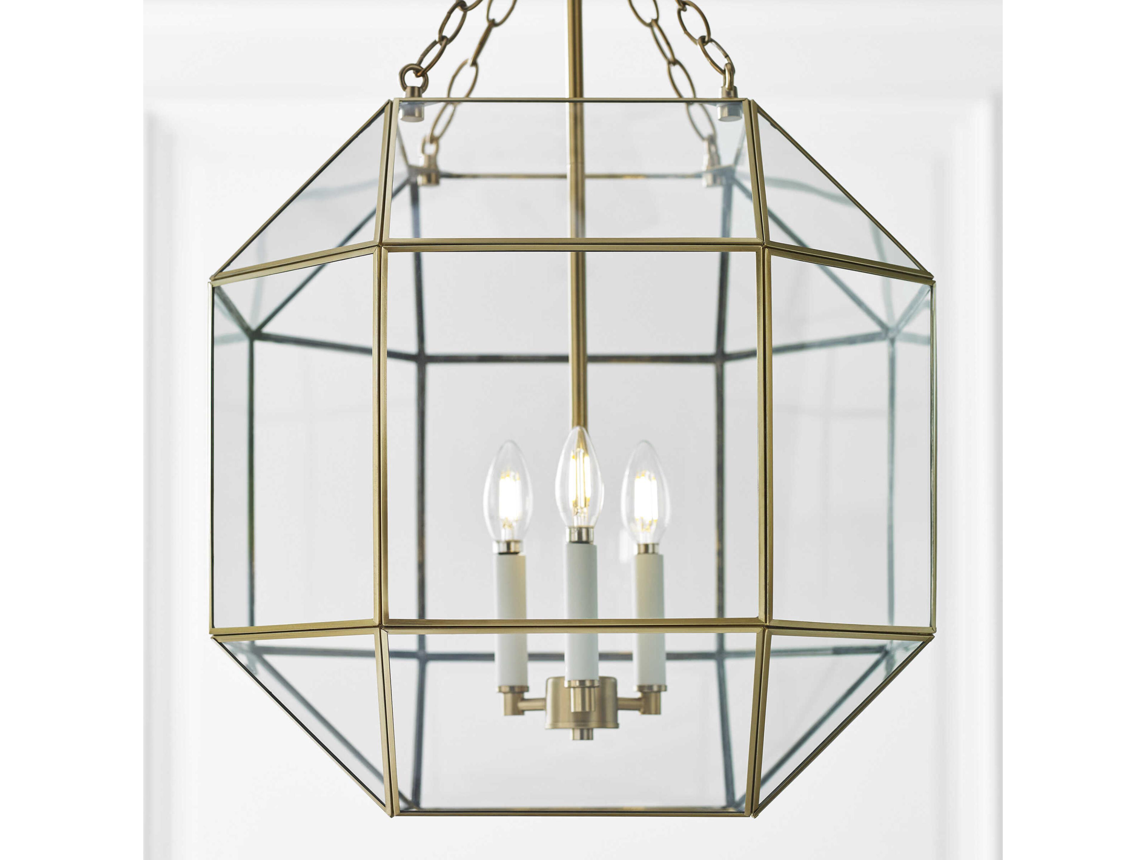 Visual Comfort Studio Morrison 3-Light Satin Brass Lantern Pendant