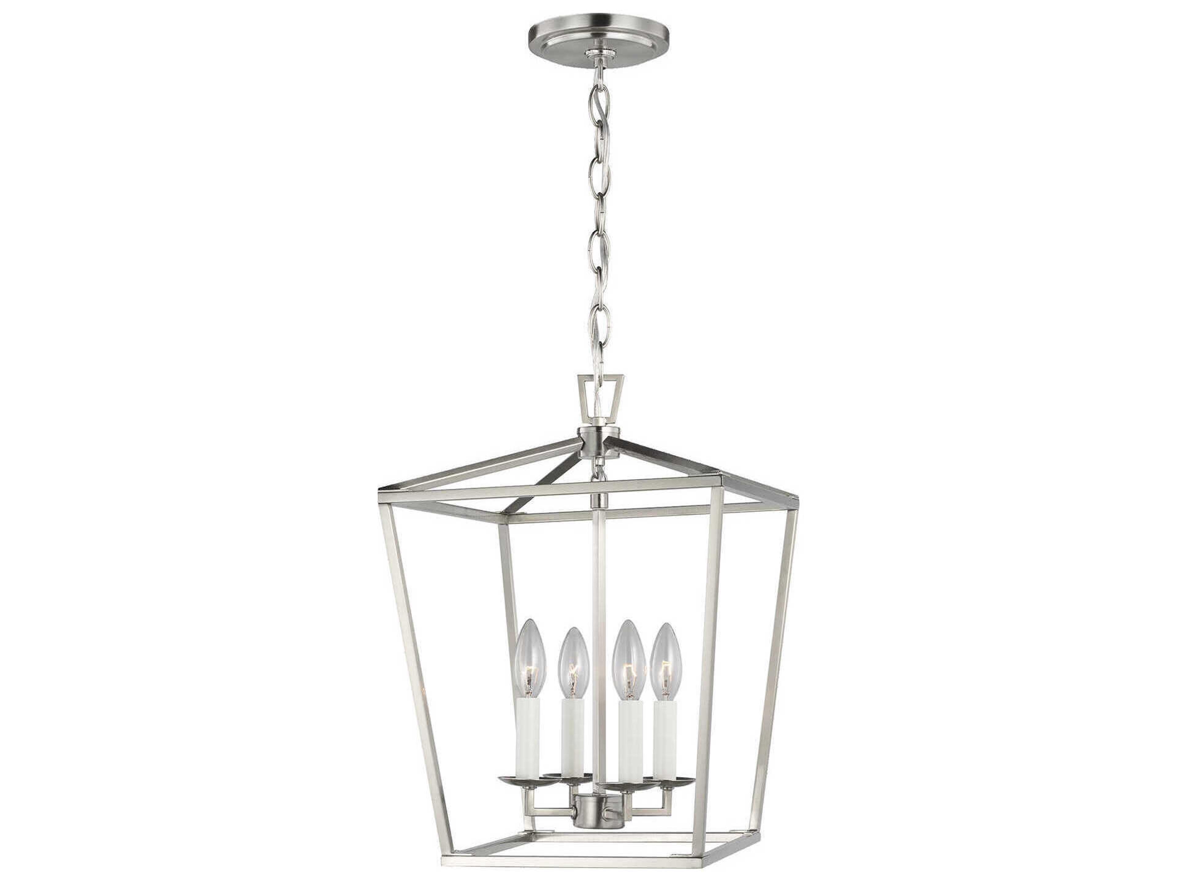 Dianna 4 Light Small Foyer Pendant Brushed Nickel Lantern