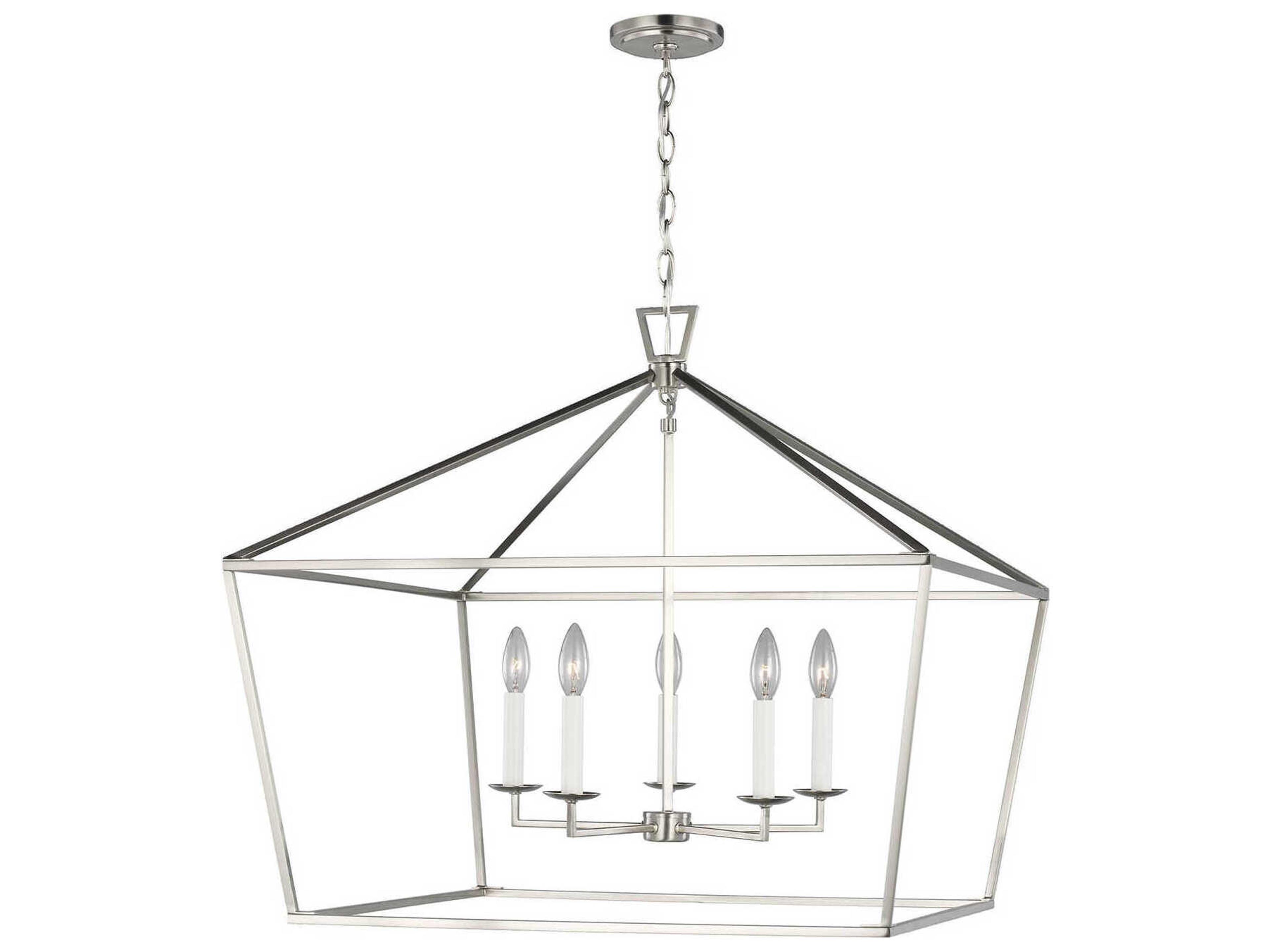 Dianna 5 Light Wide Lantern Pendant Brushed Nickel Open Frame