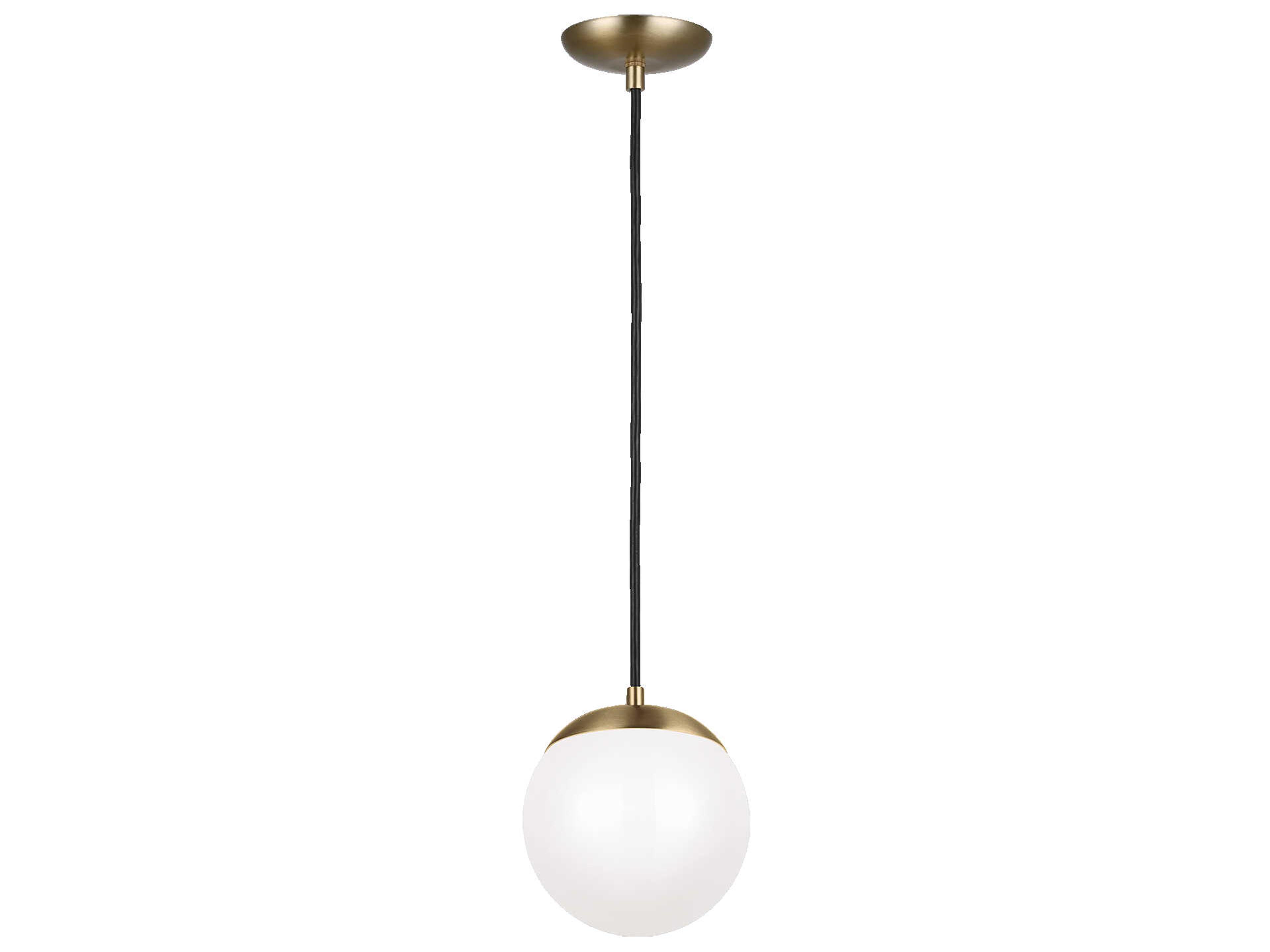 Leo LED Globe Pendant Satin Brass Opal Glass