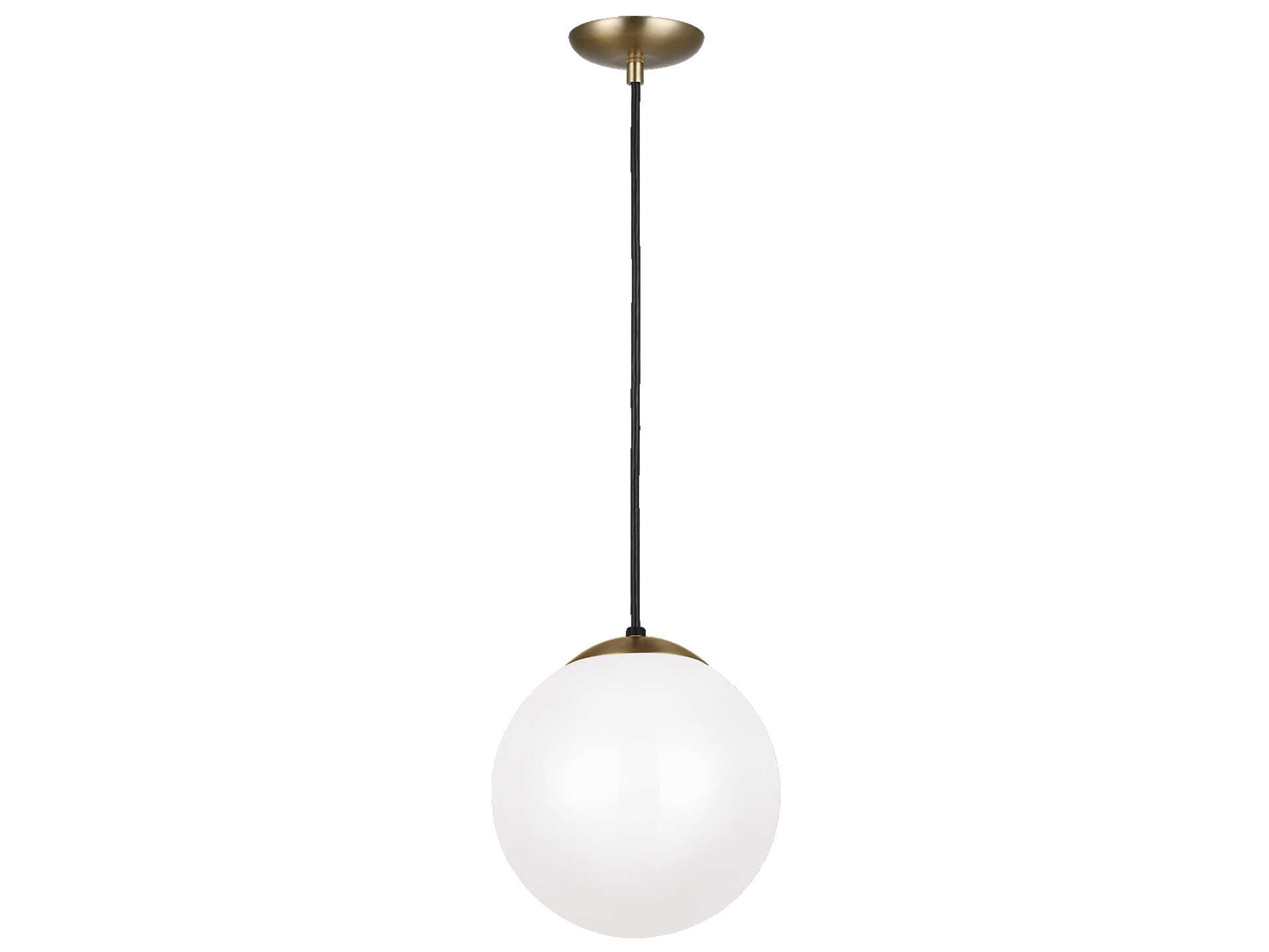 Leo Pendant Light Satin Brass White Glass Globe