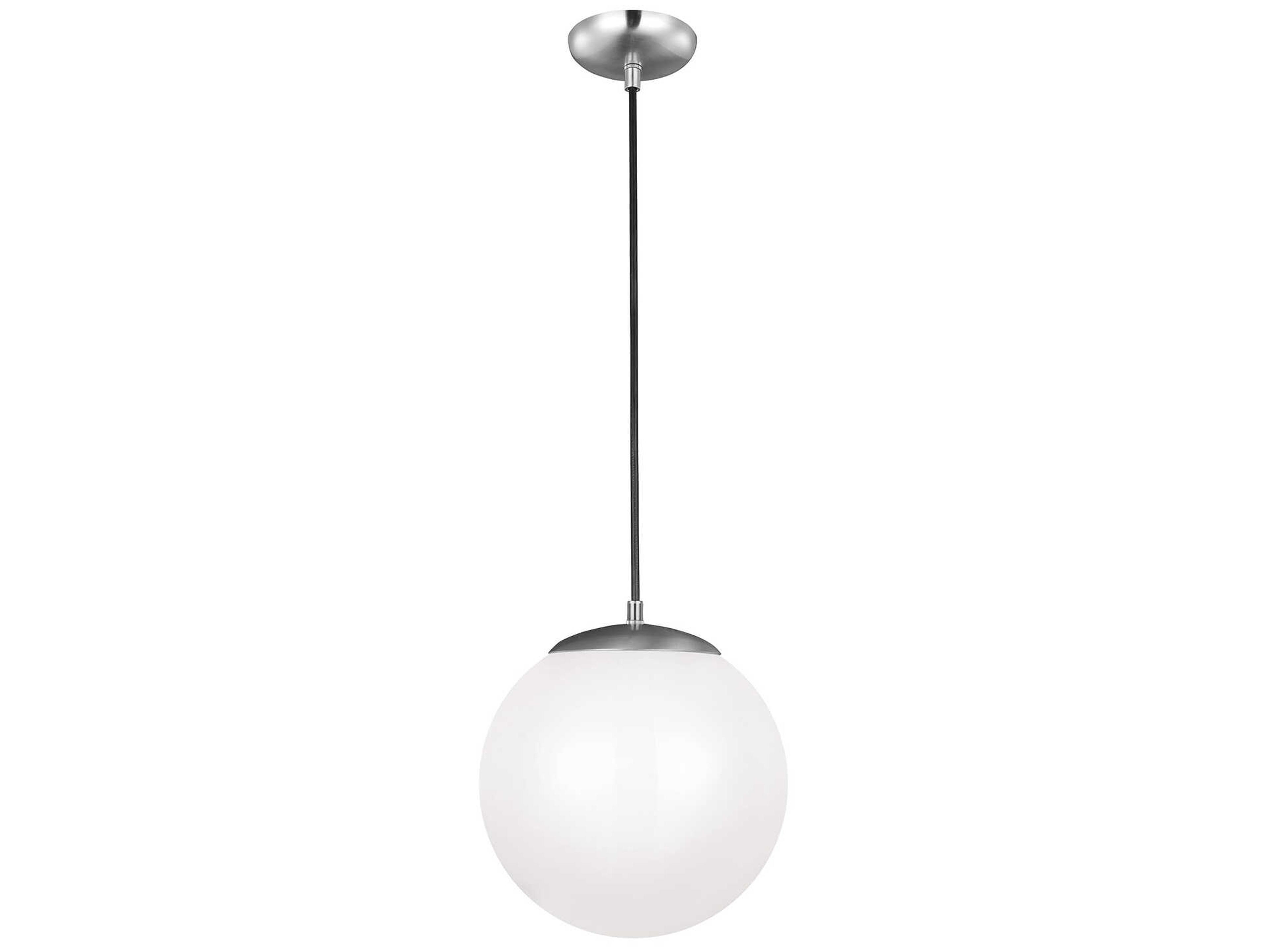 1-Light Large Pendant Light Leo Satin Aluminum White Glass
