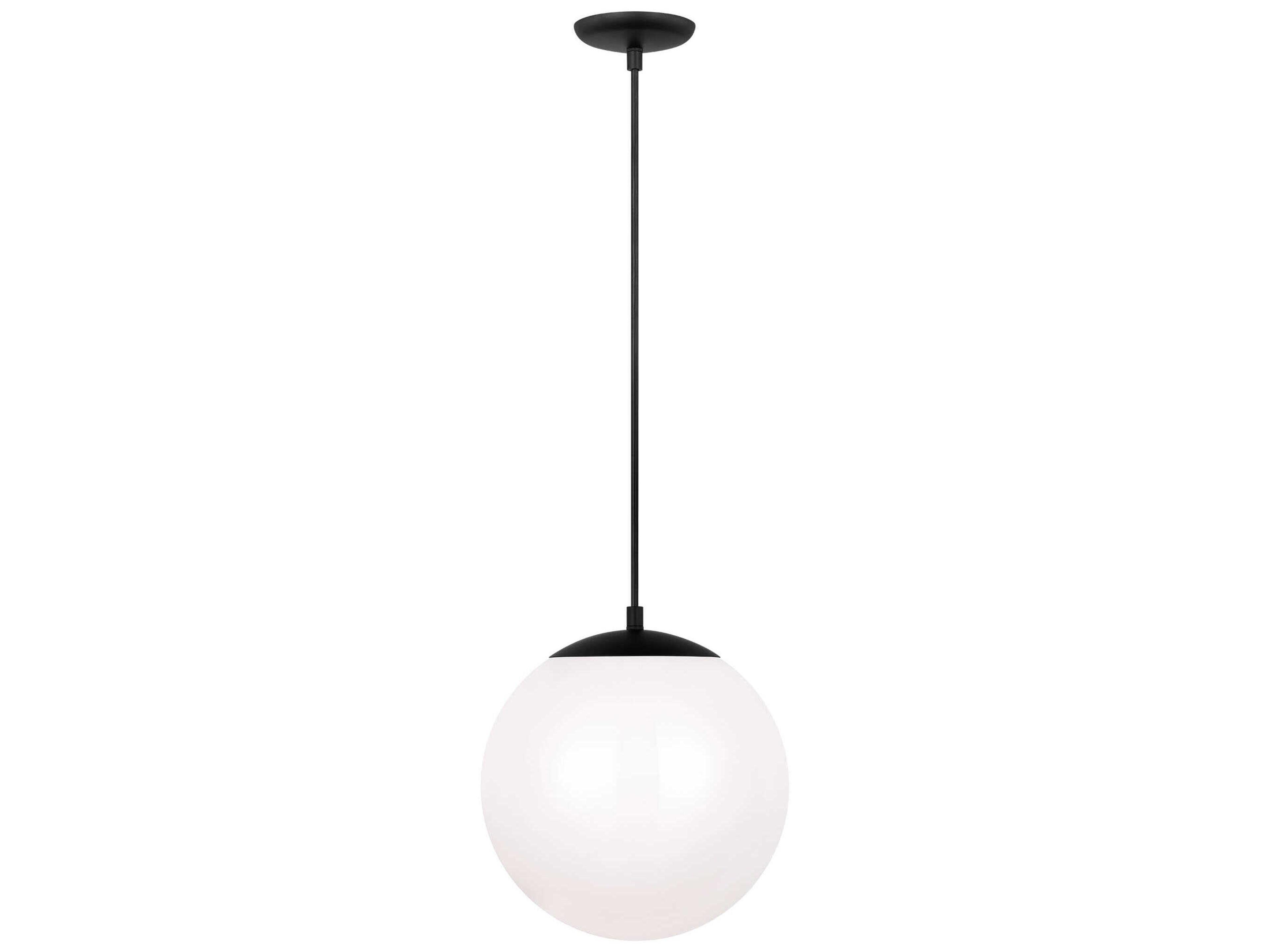 Leo Large Pendant Light Midnight Black Smooth White Glass