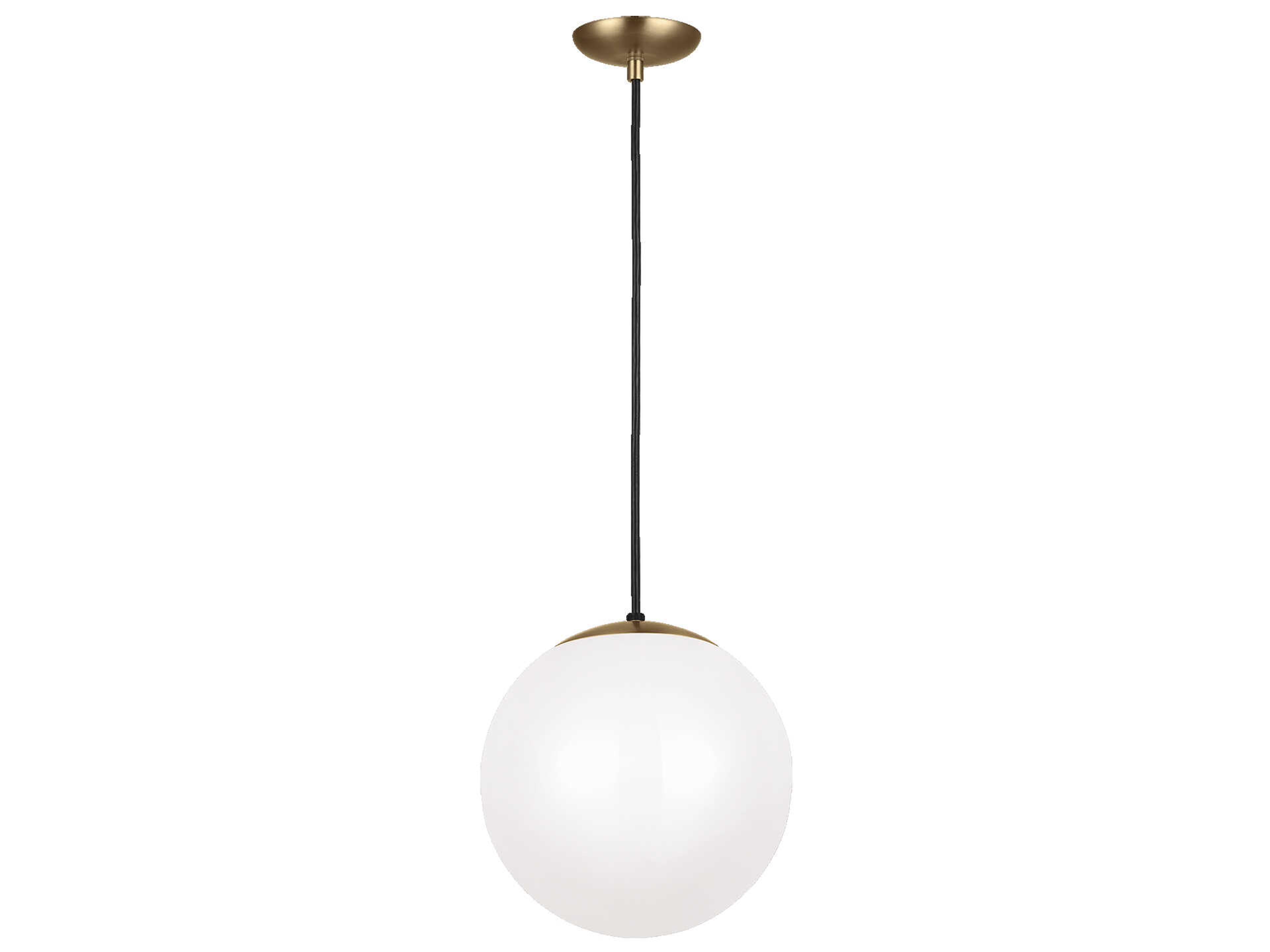 Leo Large Globe Pendant Satin Brass White Glass