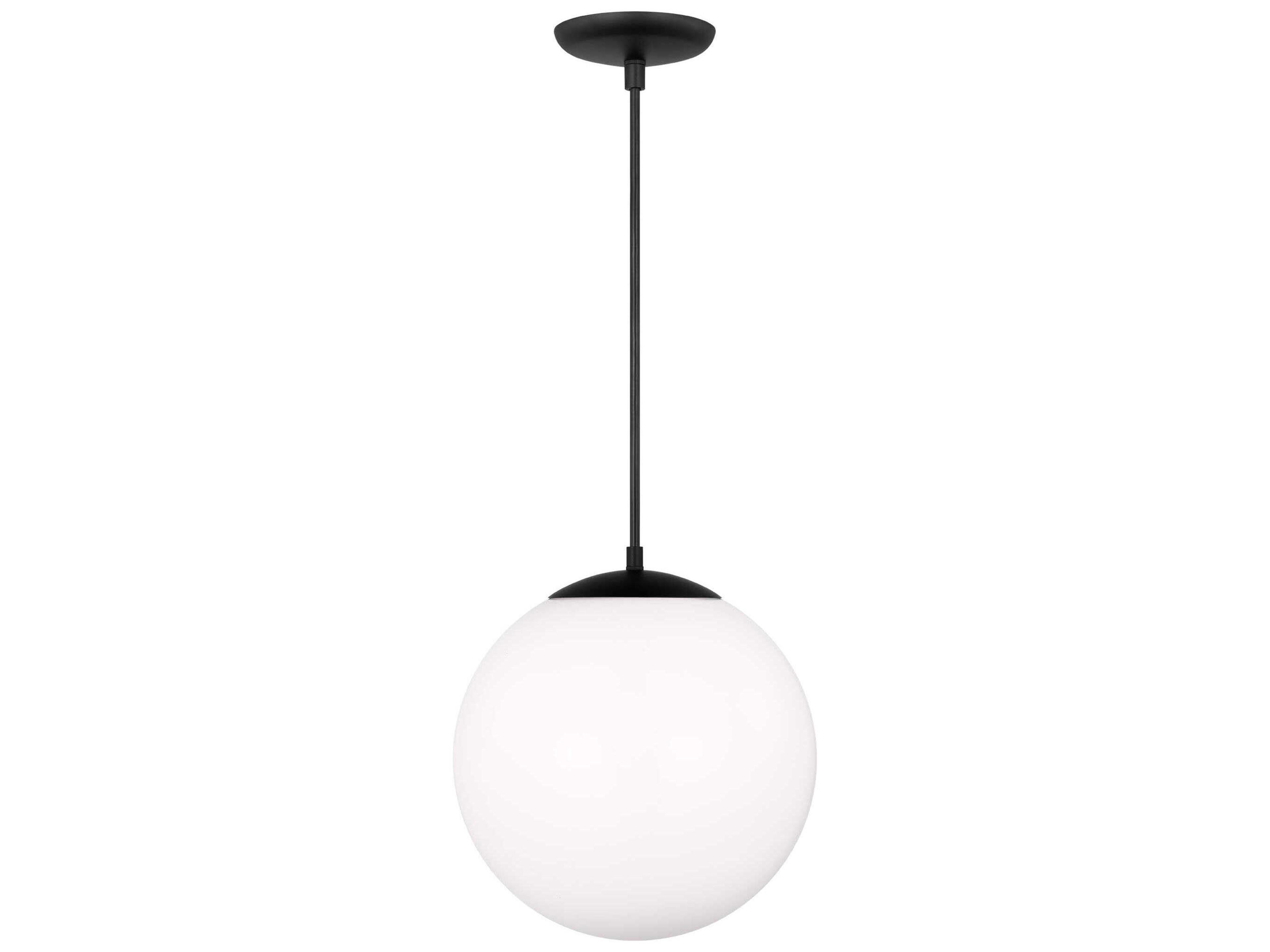Leo 1-Light Globe Pendant Midnight Black White Glass