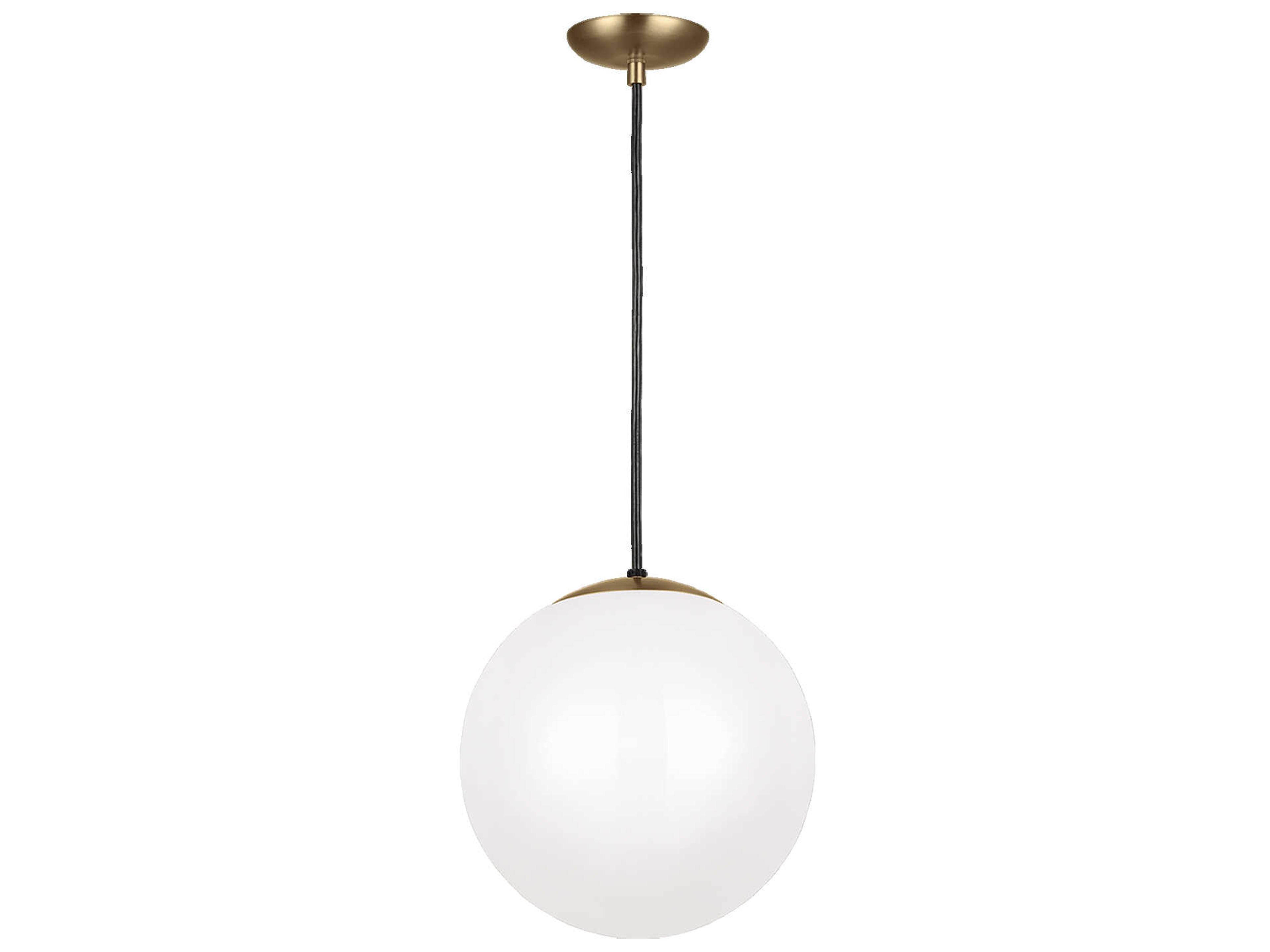 Globe Pendant Leo Satin Brass Smooth White