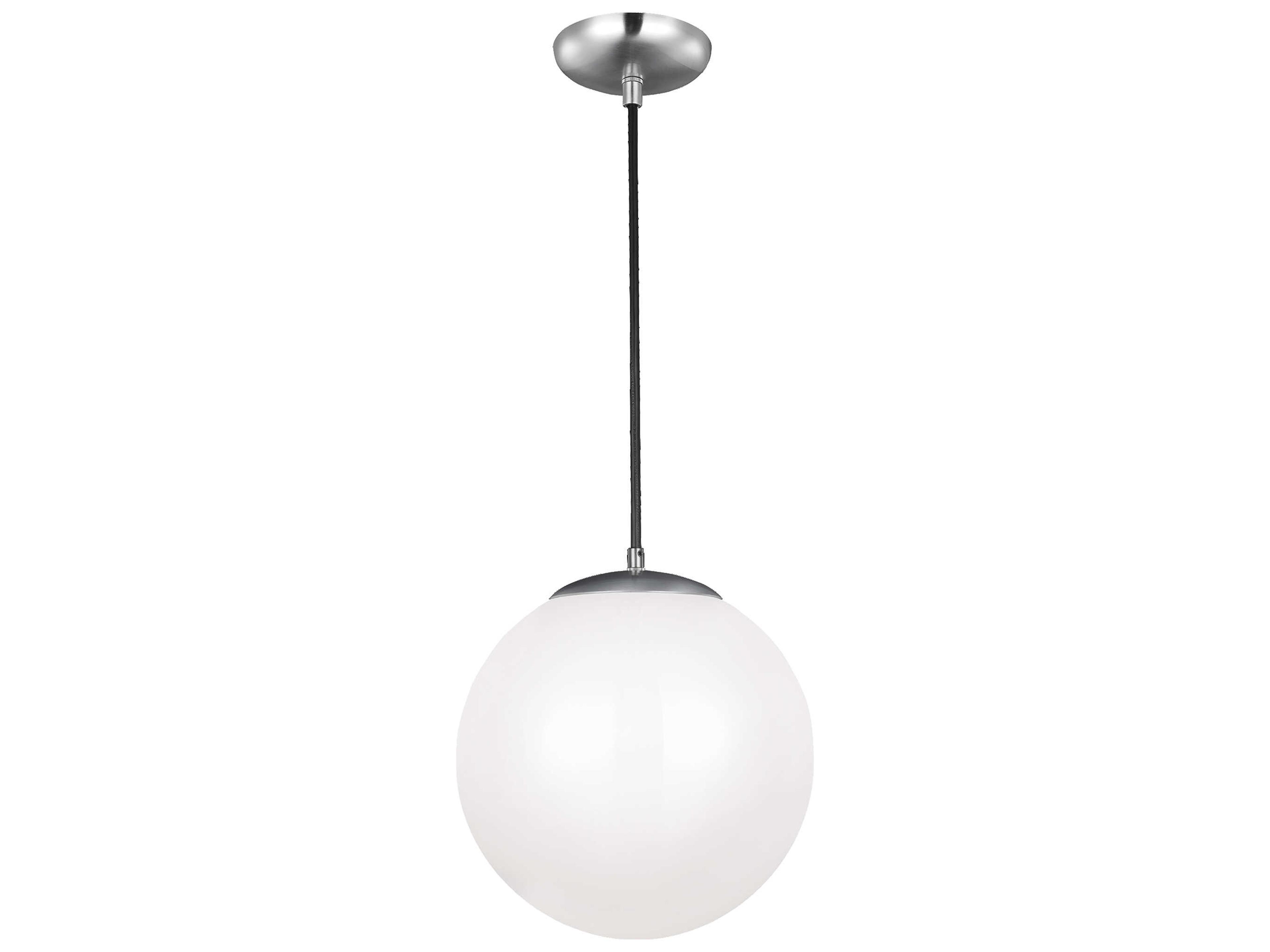 LED Pendant Light Leo Hanging Globe Satin Aluminum 14 Inch