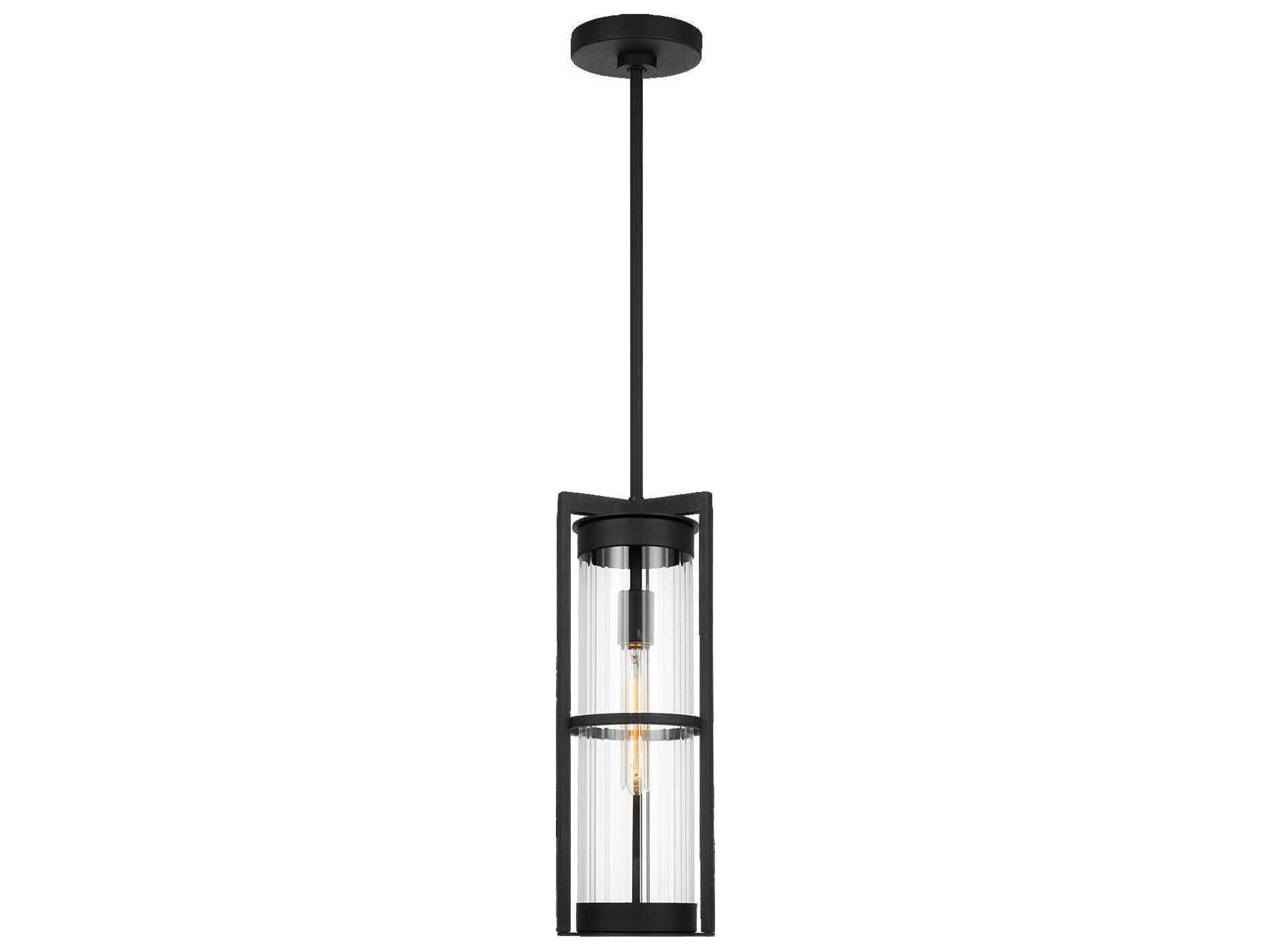 Outdoor Pendant Alcona Black Clear Fluted Glass