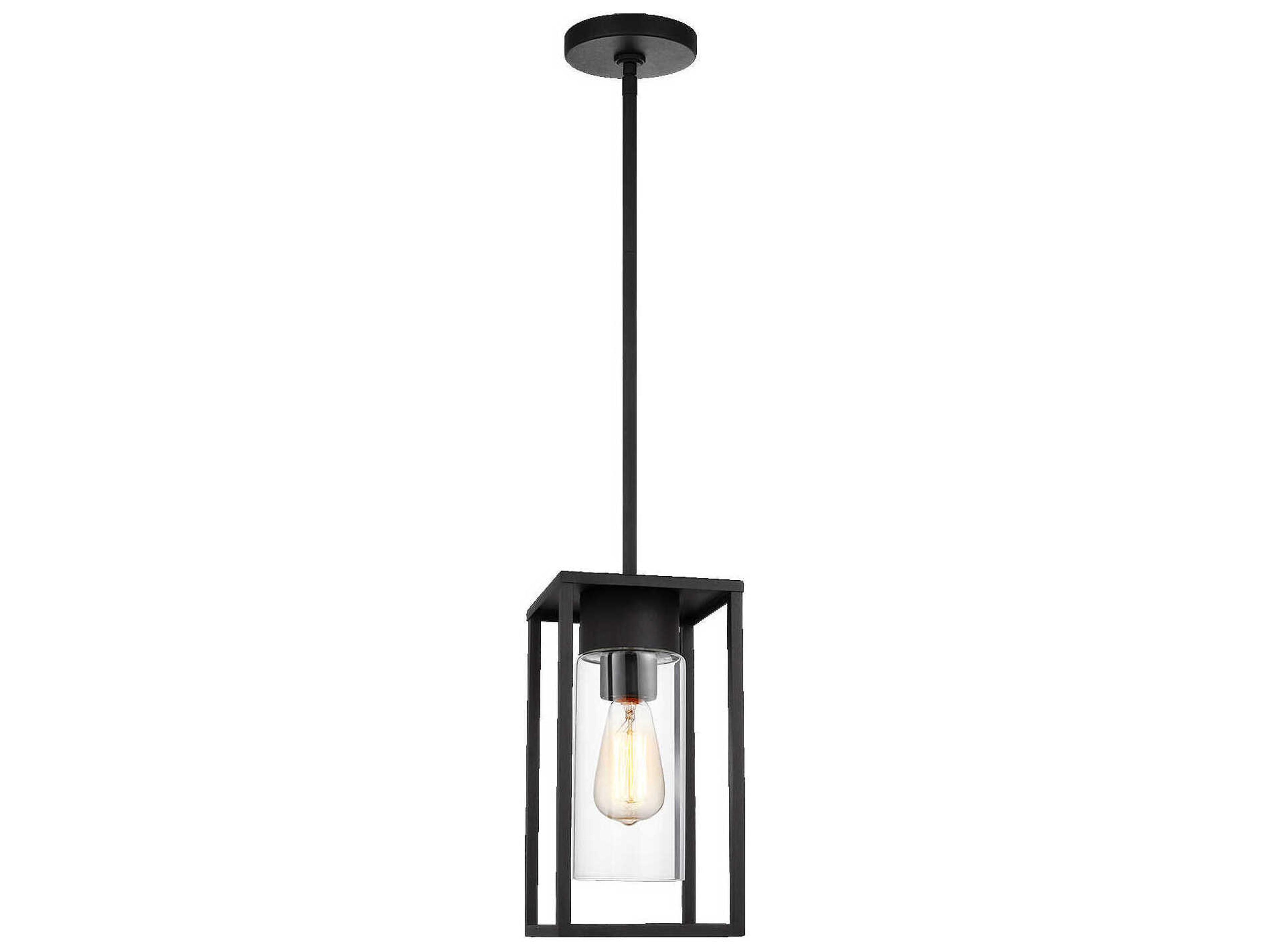 1-Light Outdoor Pendant Vado Black Clear Glass