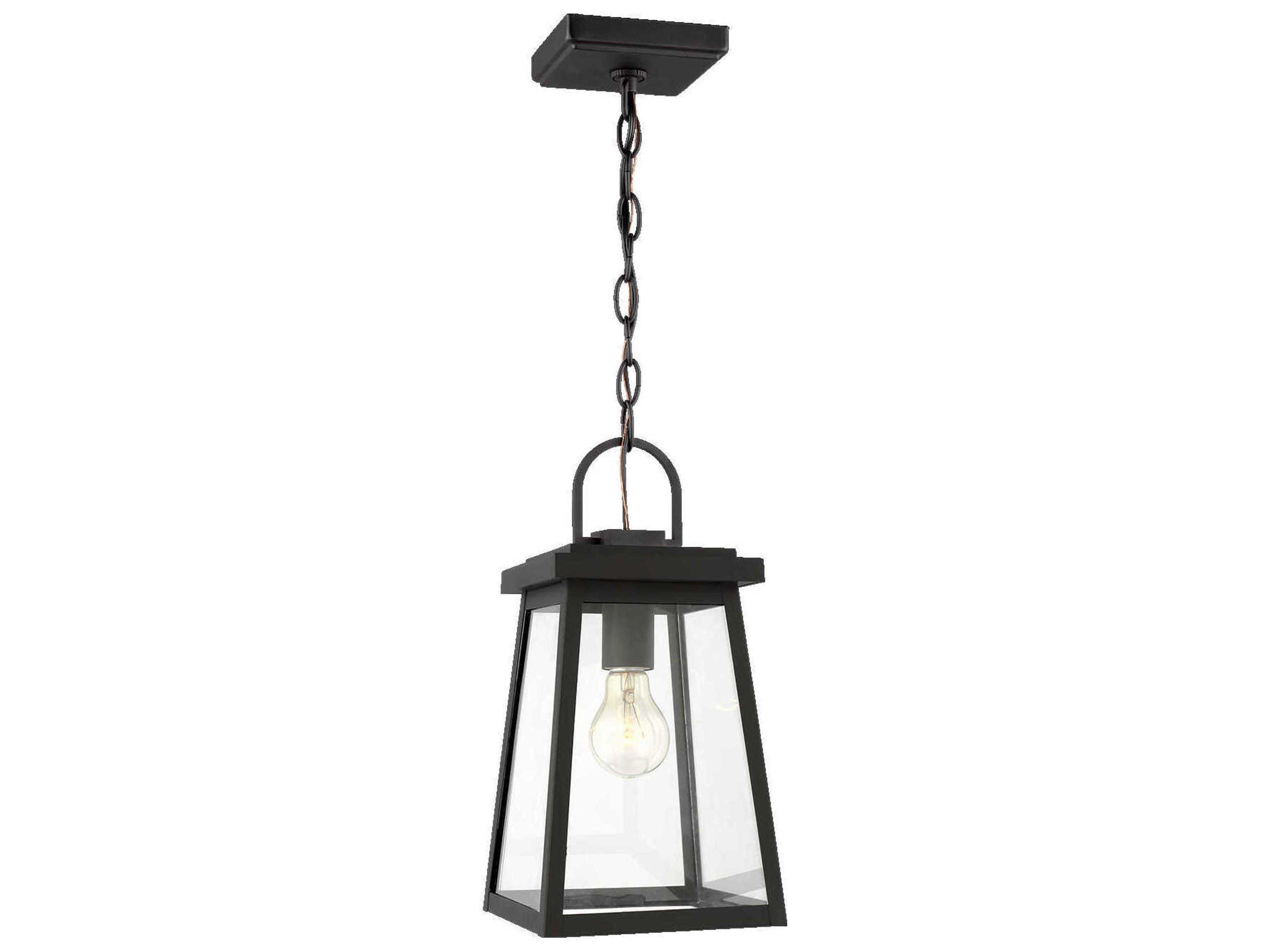 Outdoor Pendant Light Founders Black Clear Glass