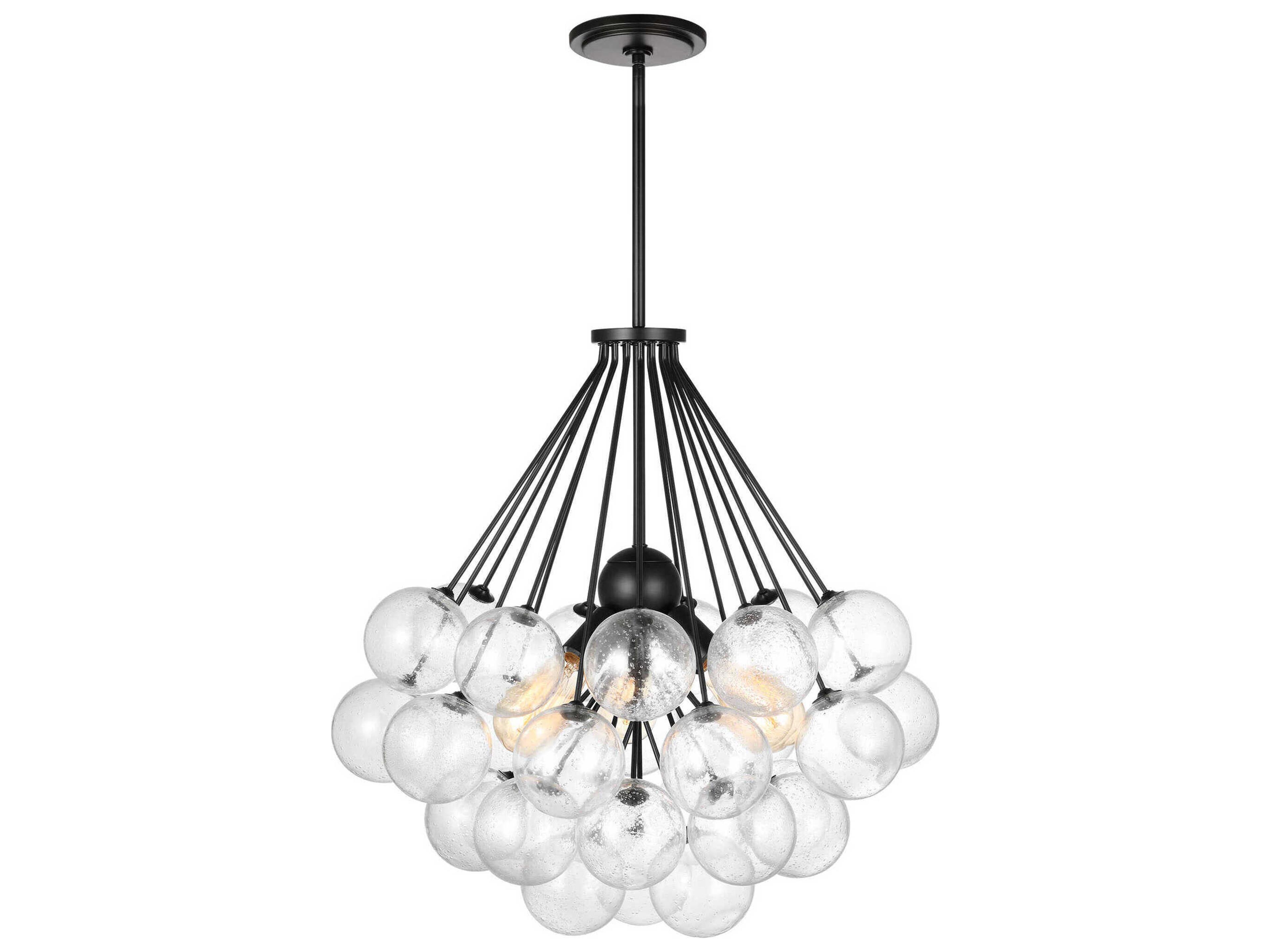 Visual Comfort Studio Bronzeville 3-Light Midnight Black Globe Pendant