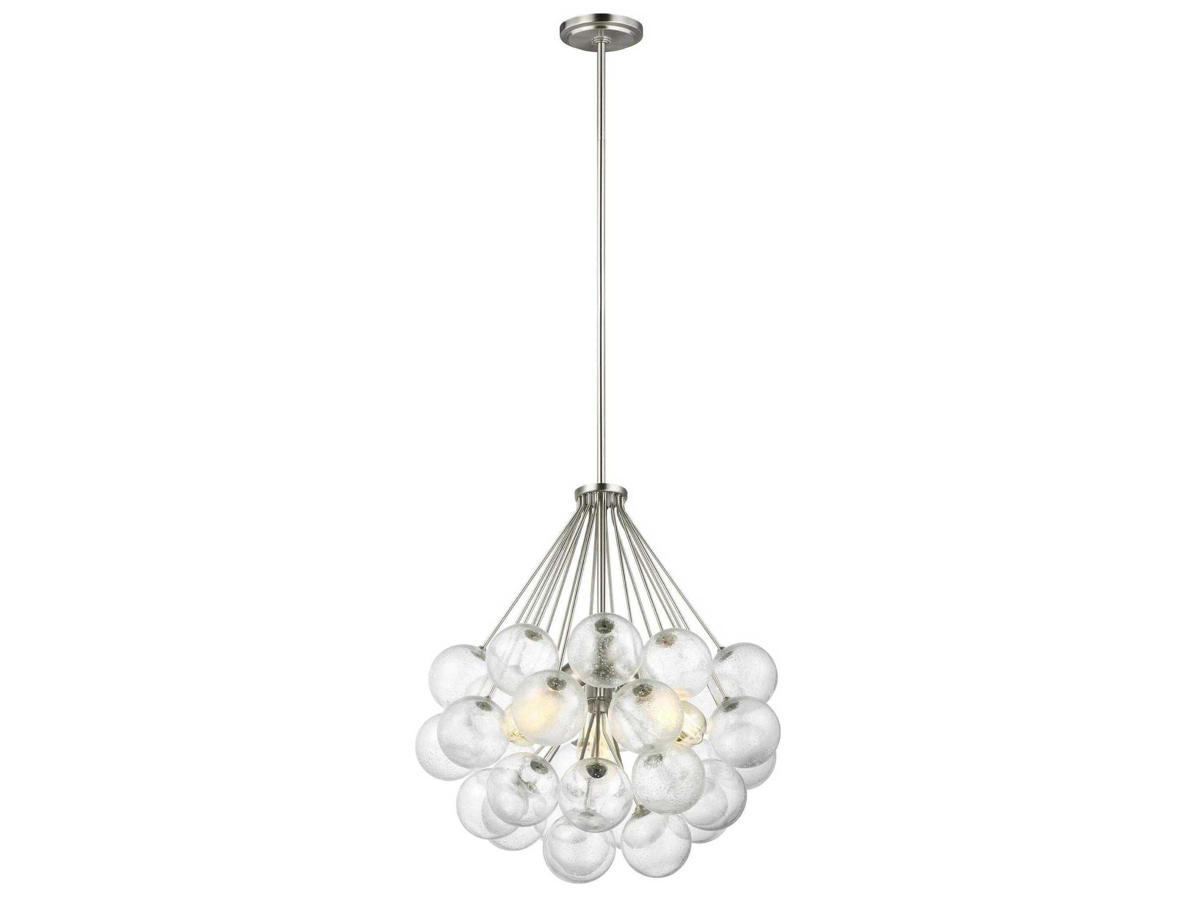 Bronzeville 3 Light Pendant Brushed Nickel Seeded Glass