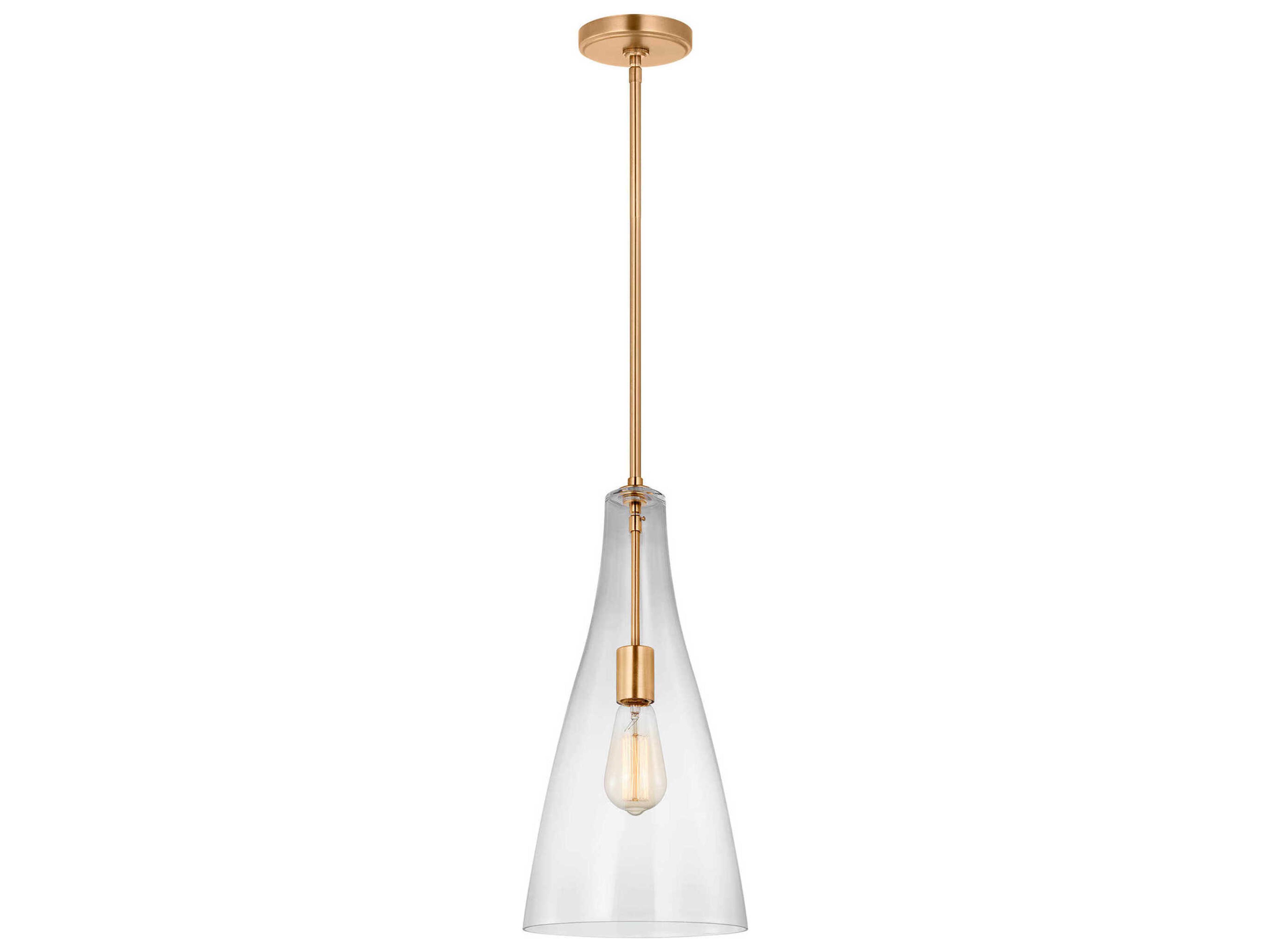 Arilda One Light Pendant Satin Brass Clear Glass