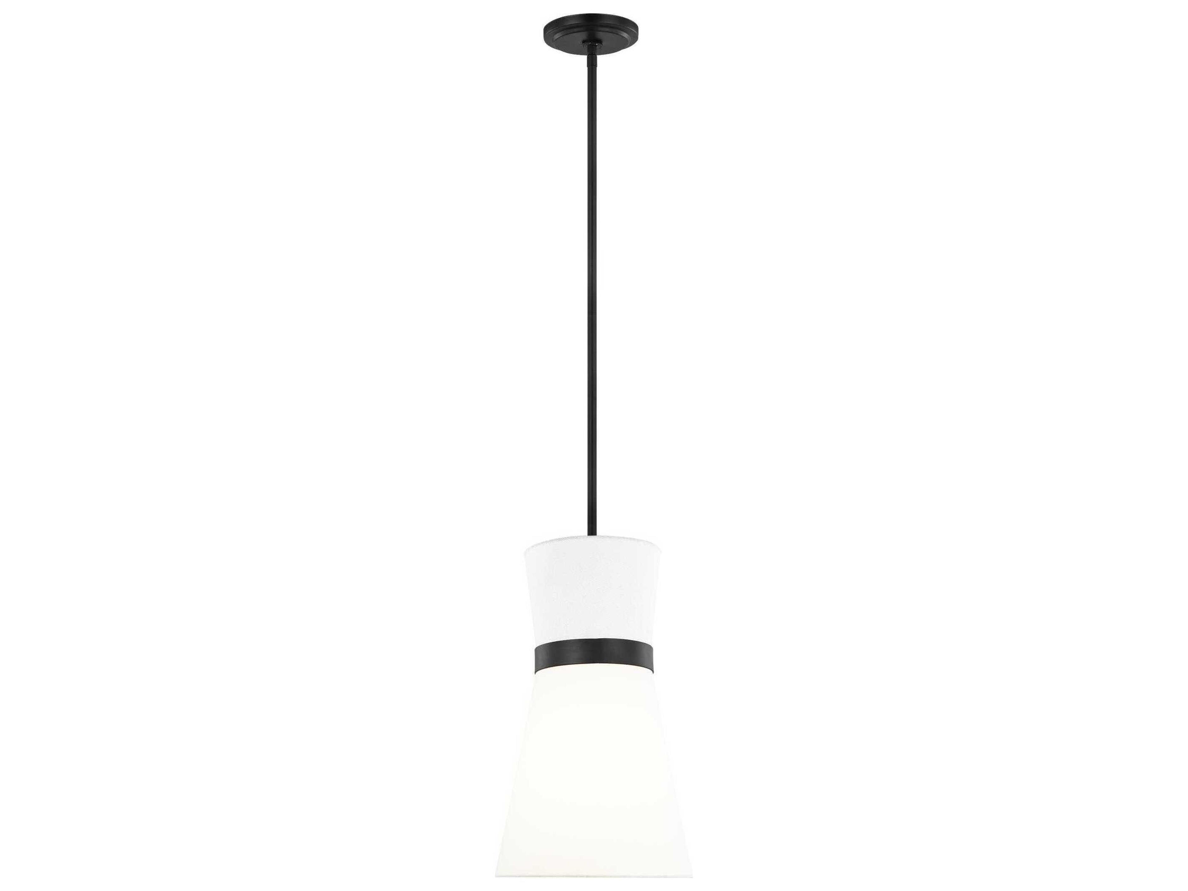 Clark Mini Pendant Light Midnight Black White Linen Shade