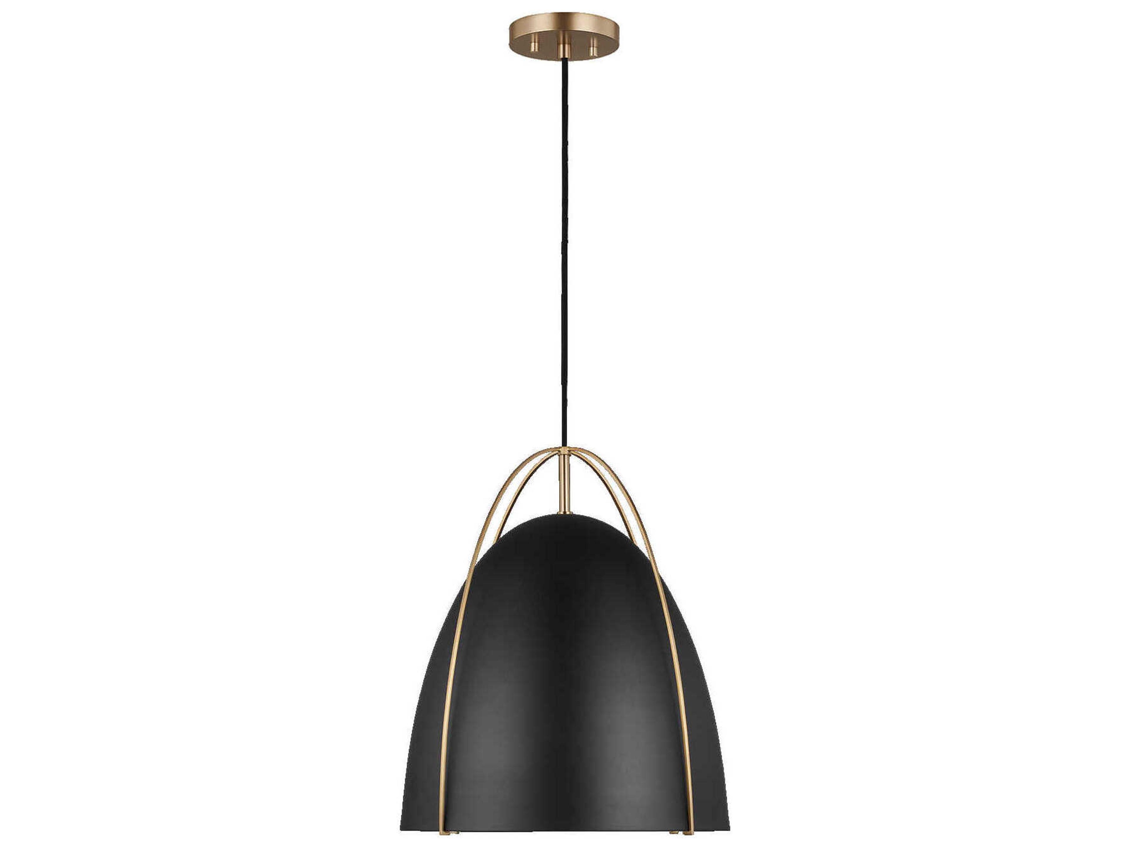 Norman 1-Light Large Pendant Satin Brass Midnight Black
