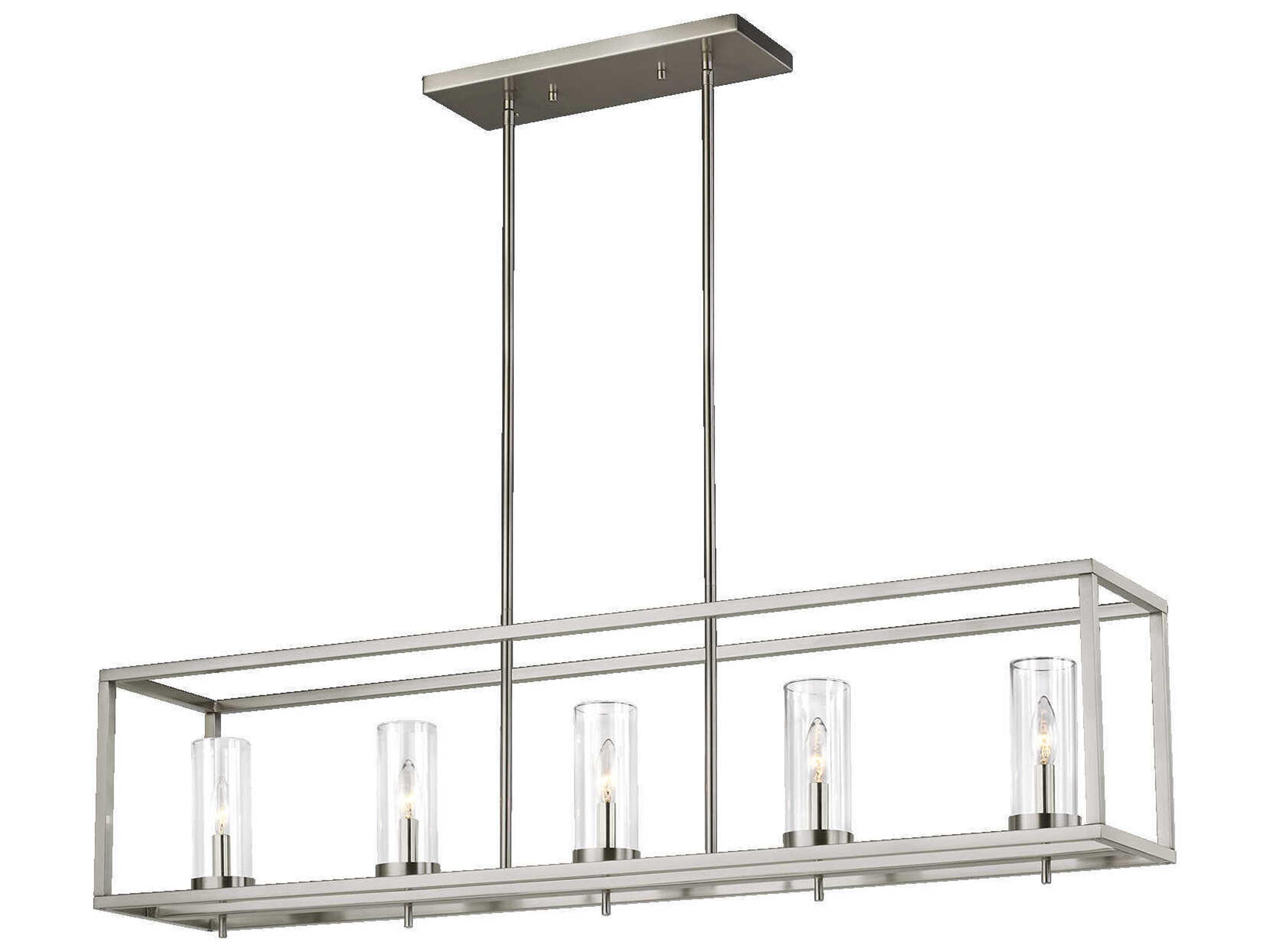 Zire 5 Light Linear Island Pendant Brushed Nickel